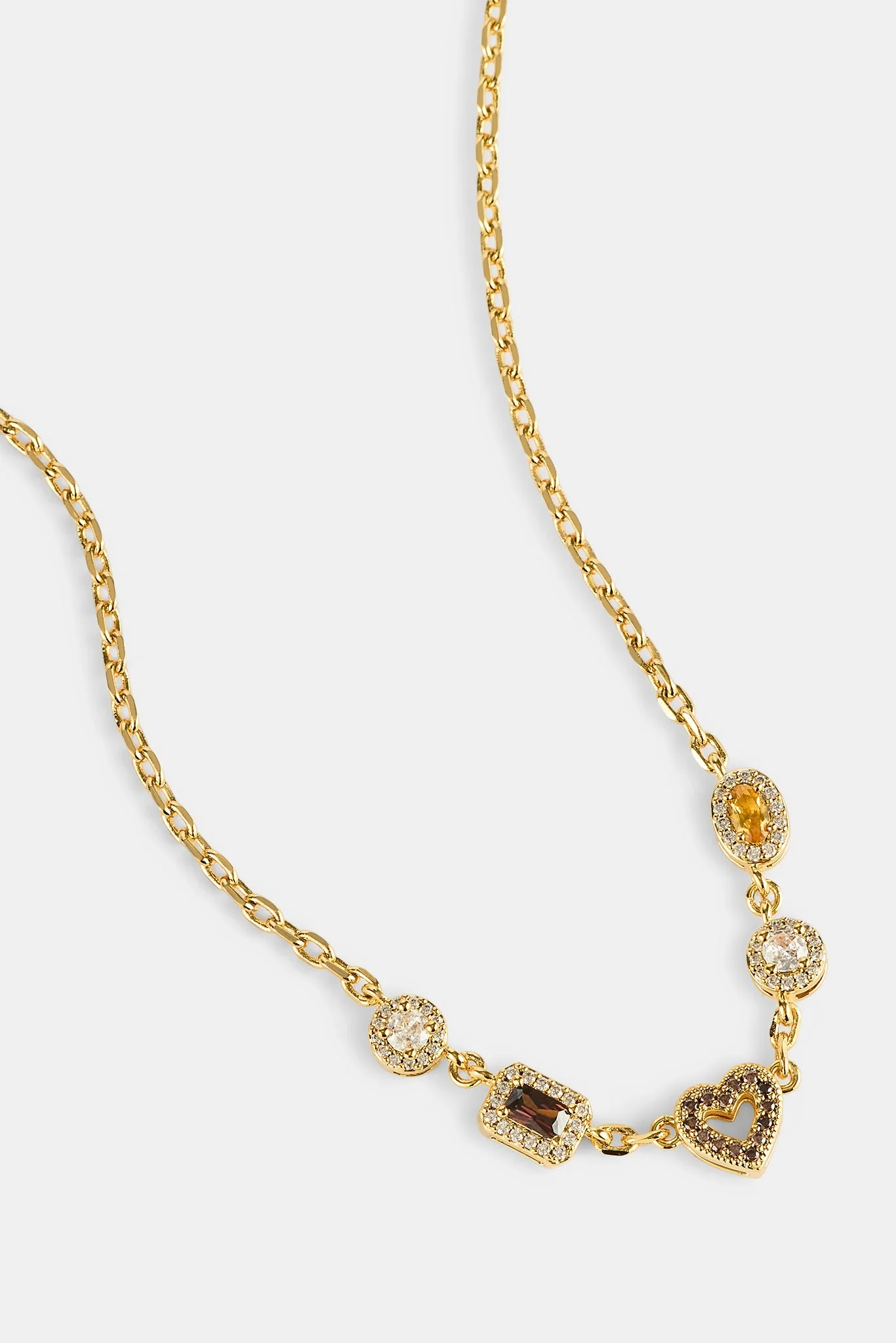 Chocolate Heart Multi Gemstone Necklace - 6mm - Image 4