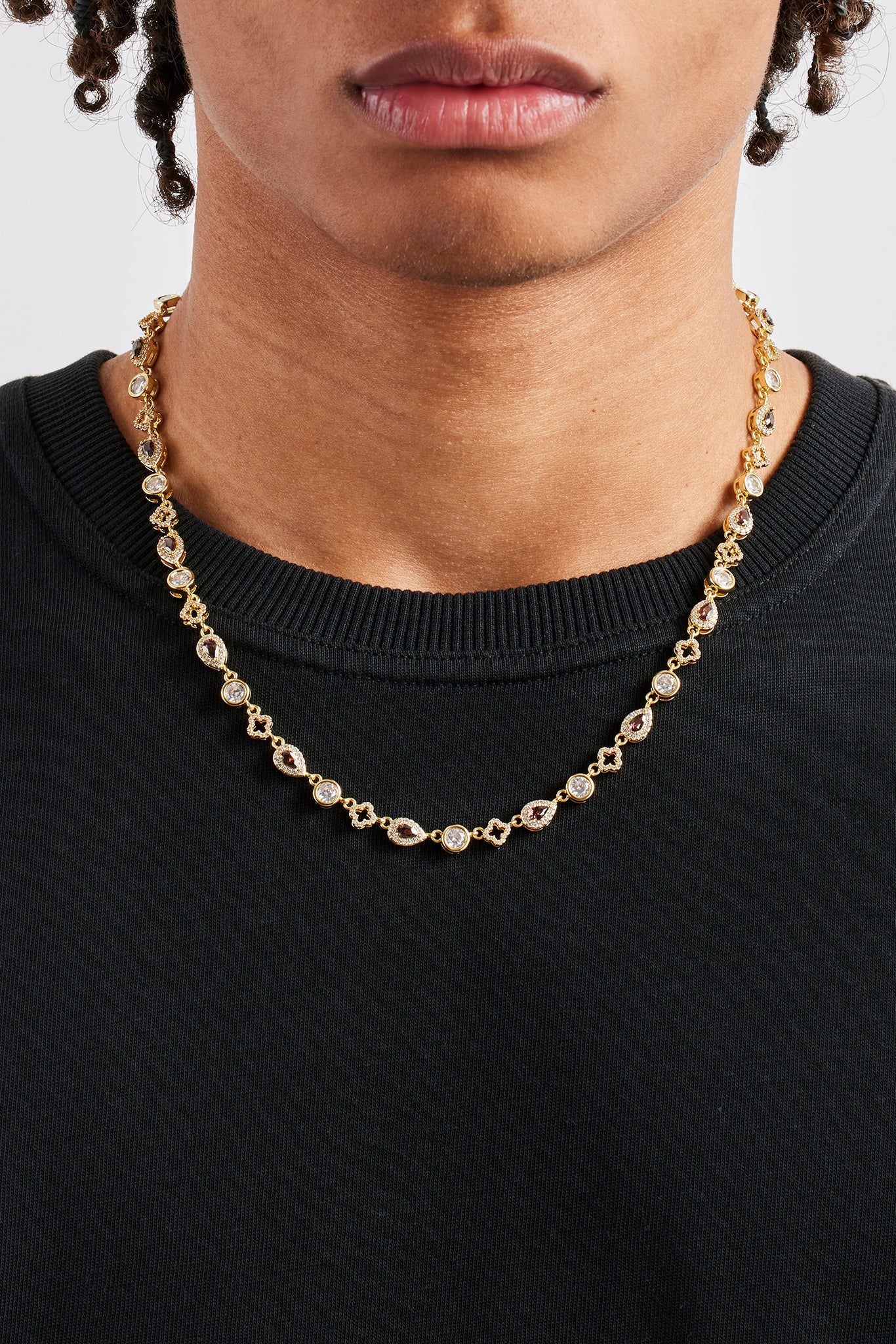 Chocolate Motif & Gemstone Chain - 6mm - Gold - Image 3