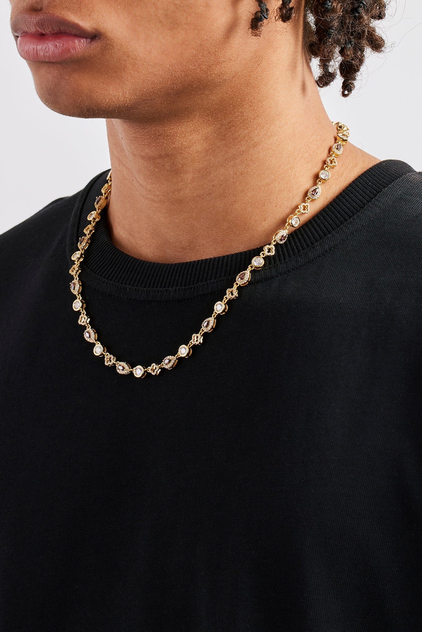 Chocolate Motif & Gemstone Chain - 6mm - Gold - Image 4