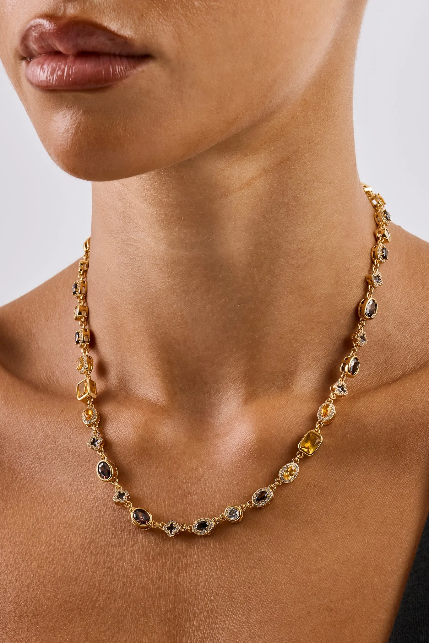 Chocolate Motif Multi Gemstone Chain - 6mm