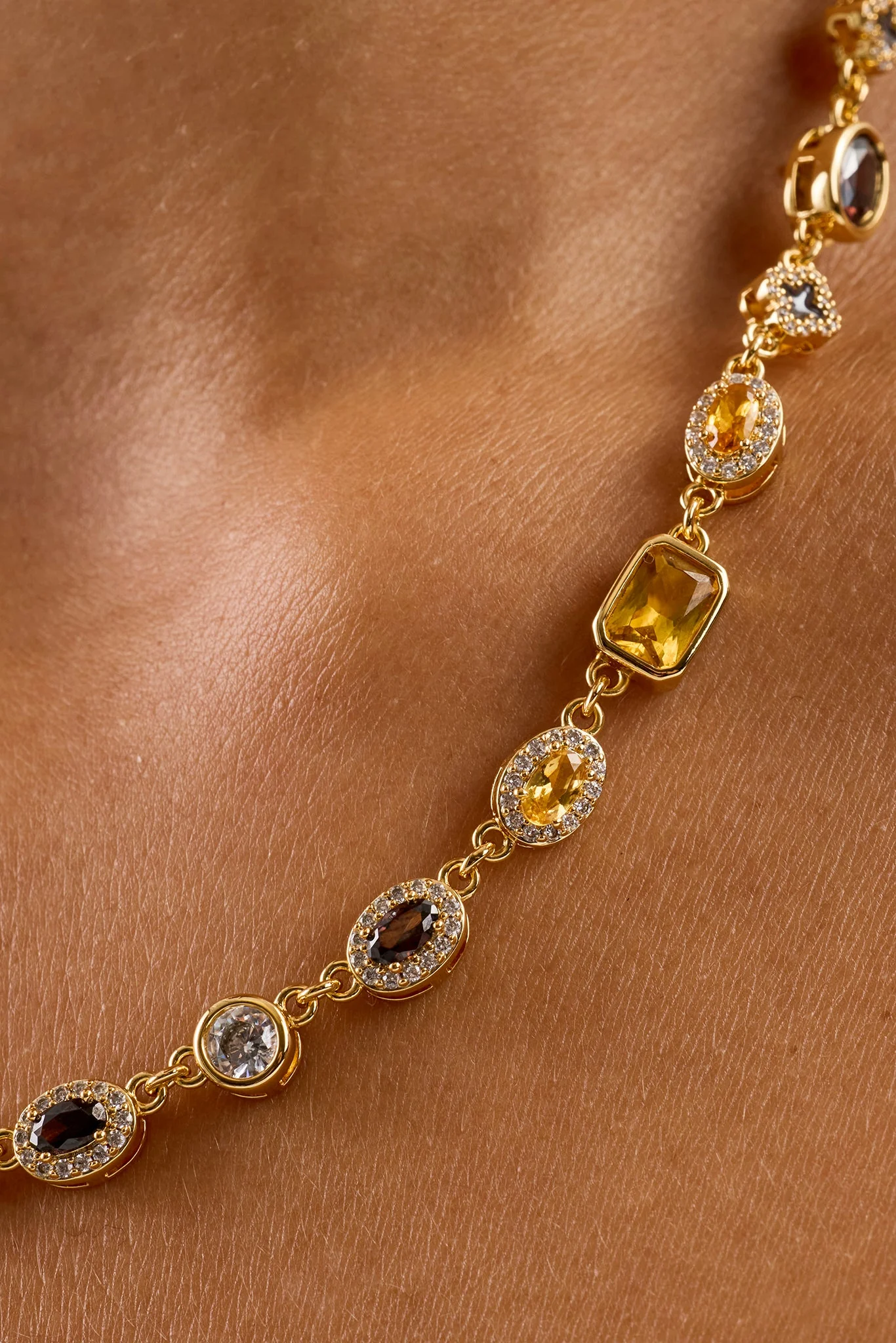 Chocolate Motif Multi Gemstone Chain - 6mm - Image 3