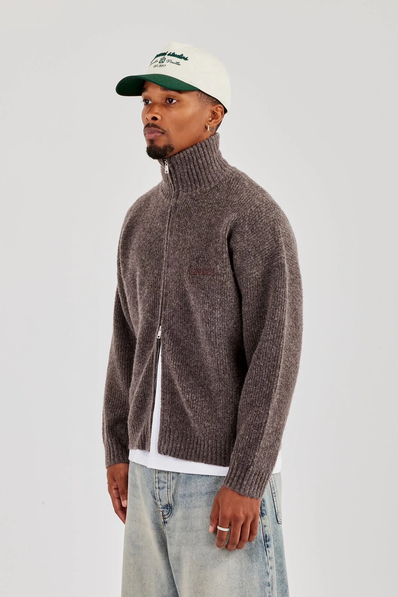Chunky Knitted Funnel Neck - Mocha - Image 2