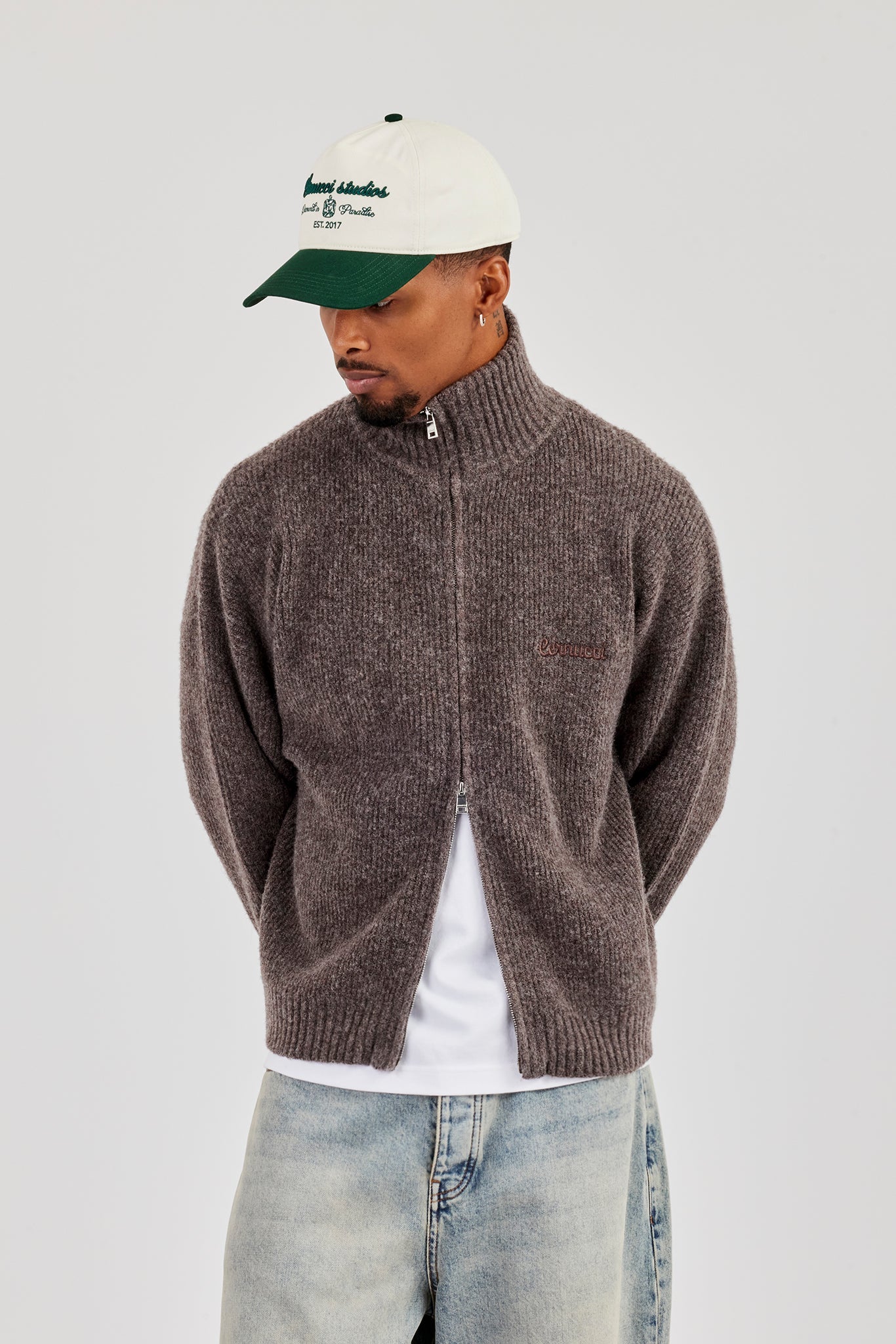 Chunky Knitted Funnel Neck - Mocha - Image 4