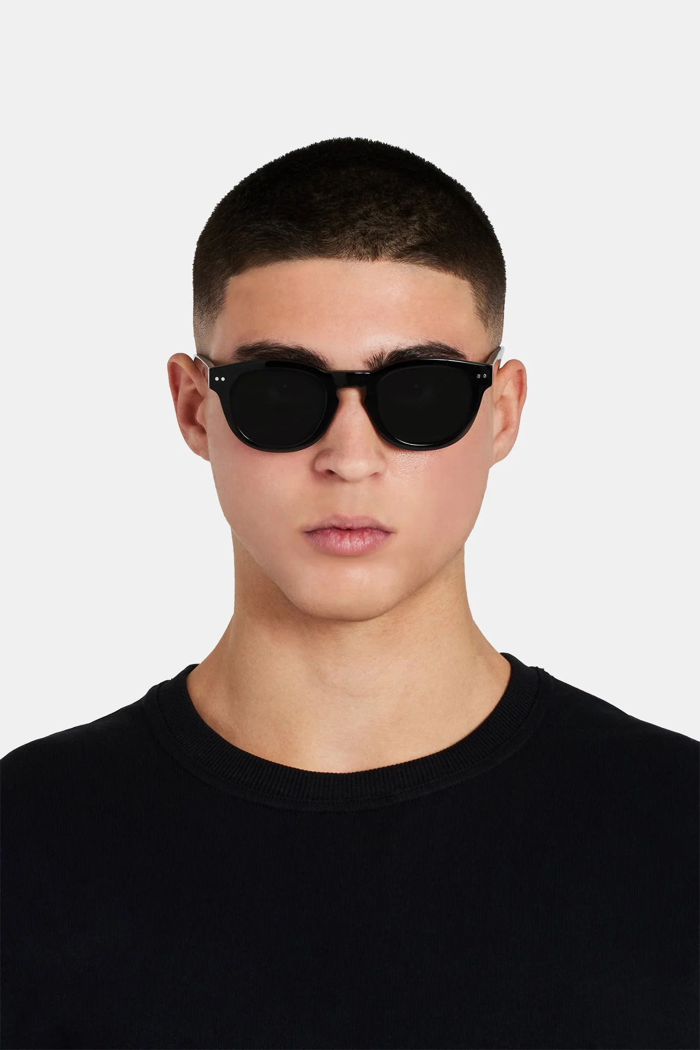 Chunky Rounded Acetate Frame Sunglasses - Black - Image 4