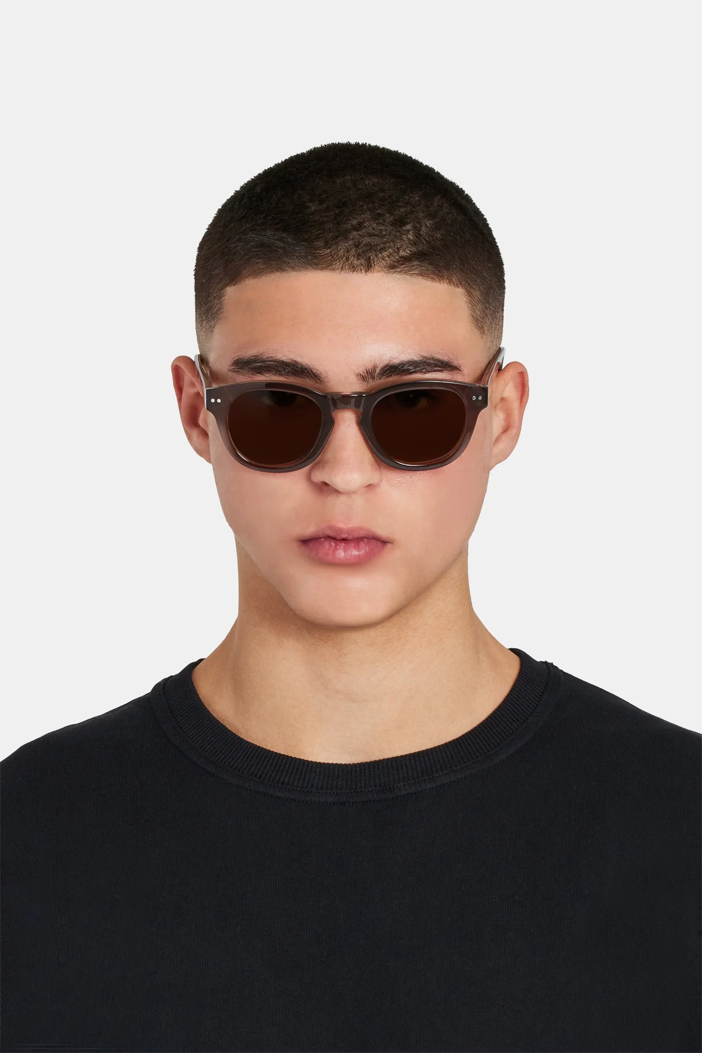 Chunky Rounded Acetate Frame Sunglasses - Brown - Image 4
