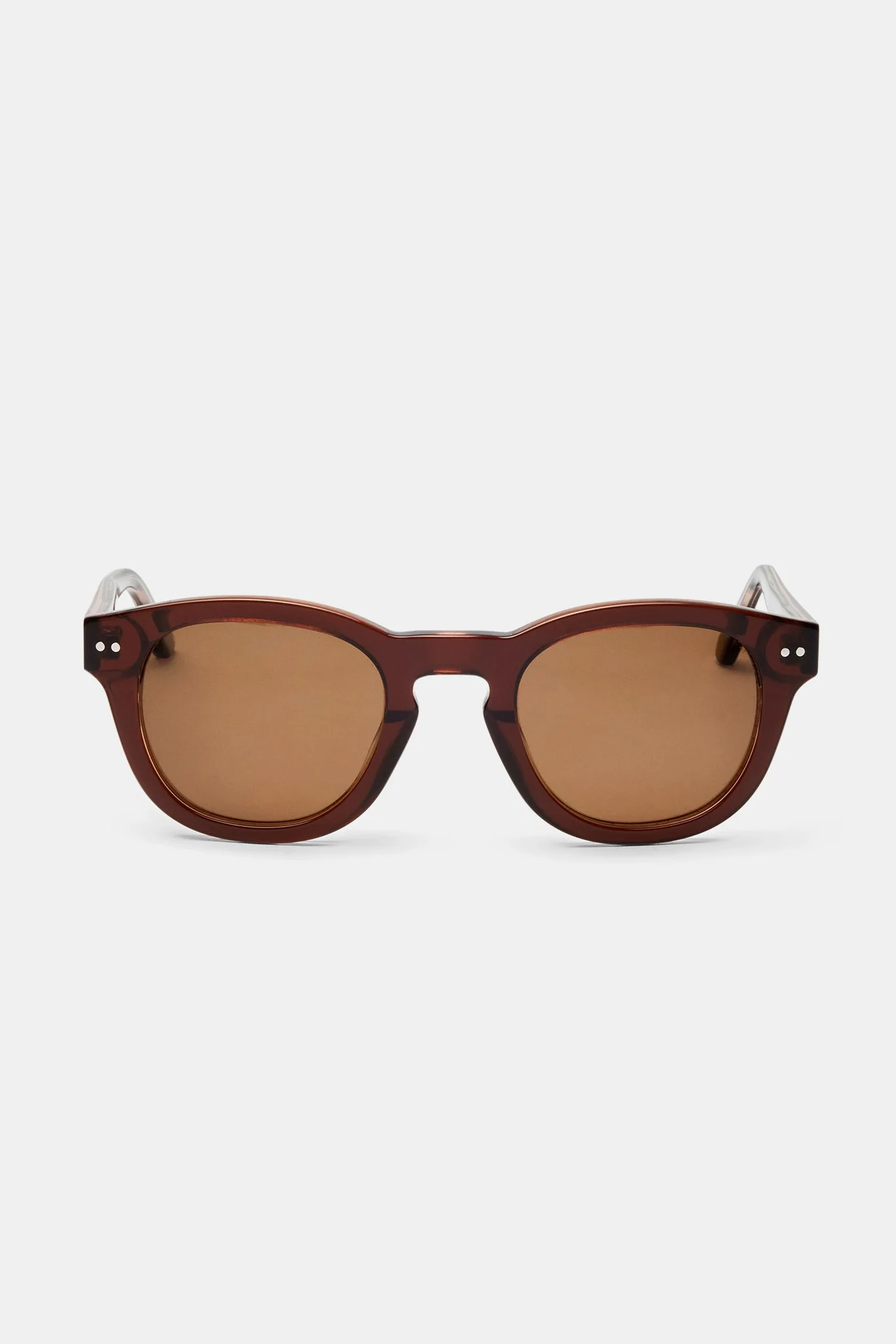 Chunky Rounded Acetate Frame Sunglasses - Brown - Image 5