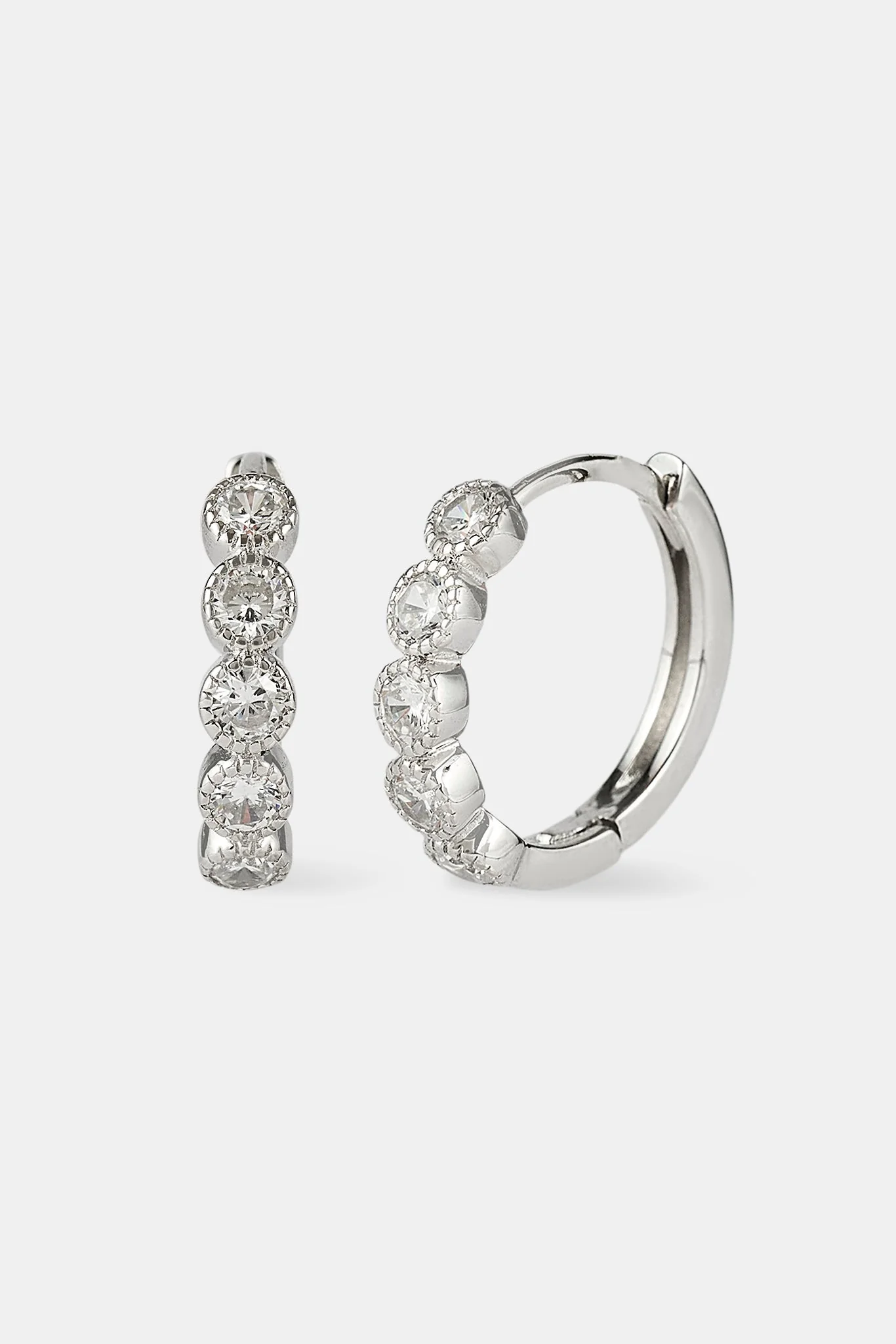 Circle Cluster Hoop Earring - 12mm - White