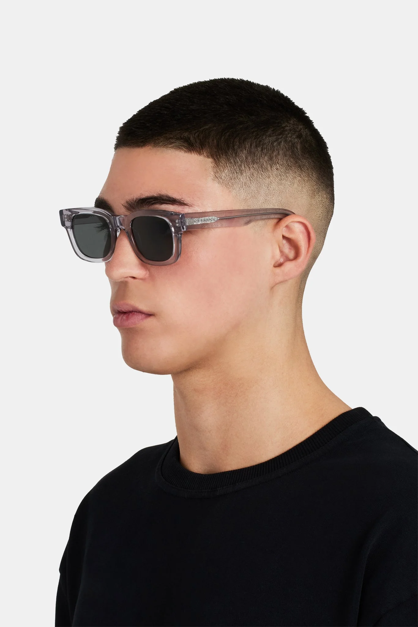Classic Square Acetate Sunglasses - Transparent Grey - Image 2