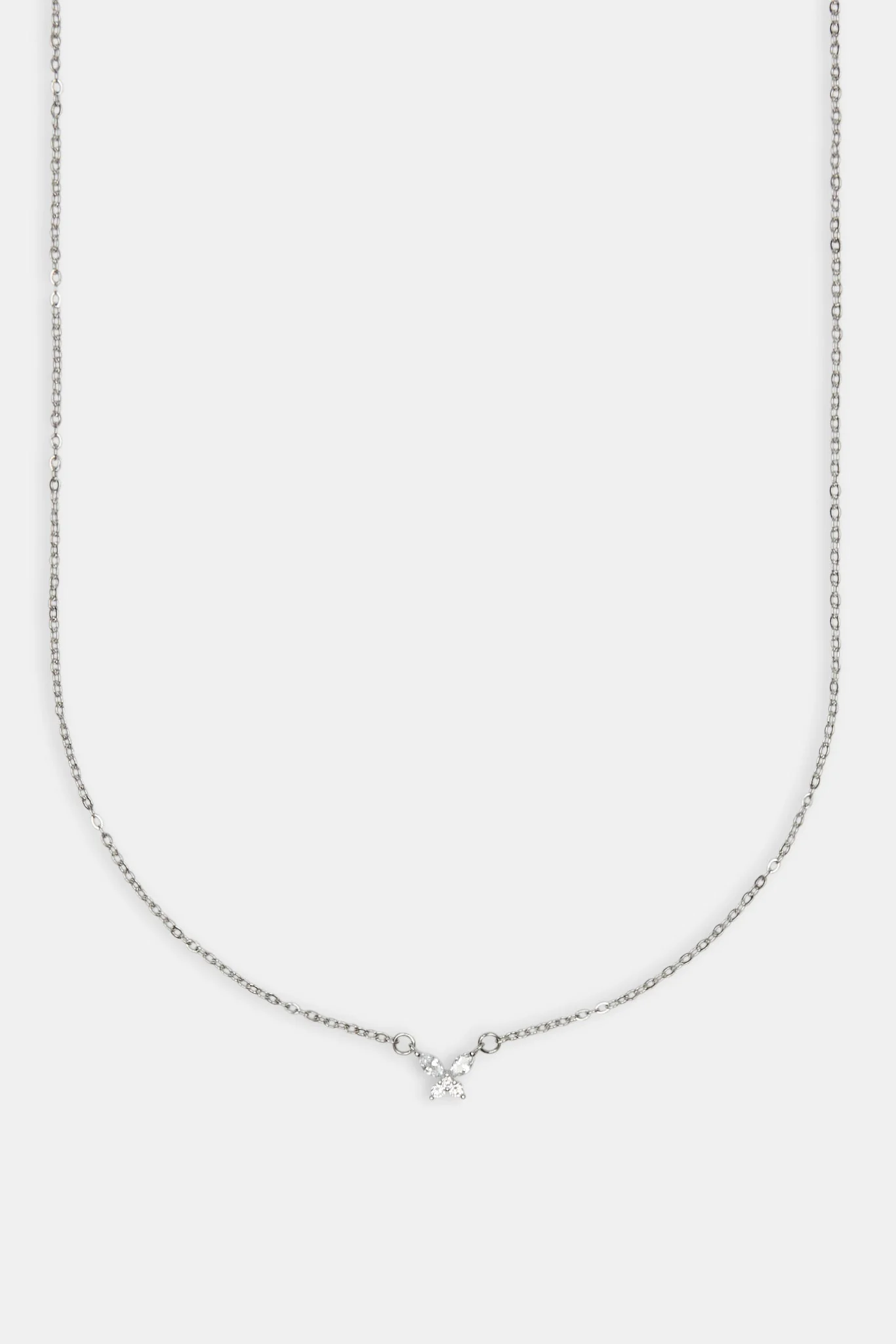 Clear Butterfly Necklace - White