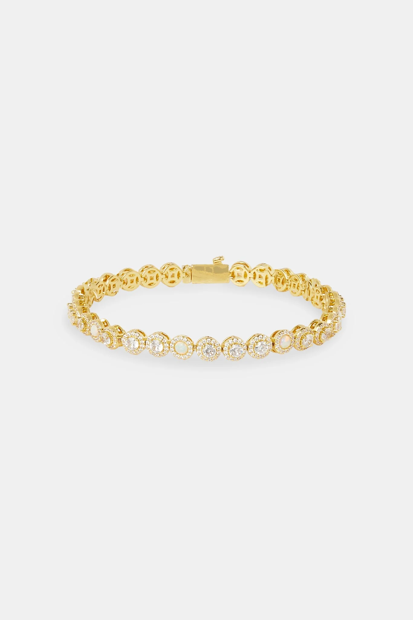 Clear CZ & Opal Bracelet - 6mm - Gold - Image 2