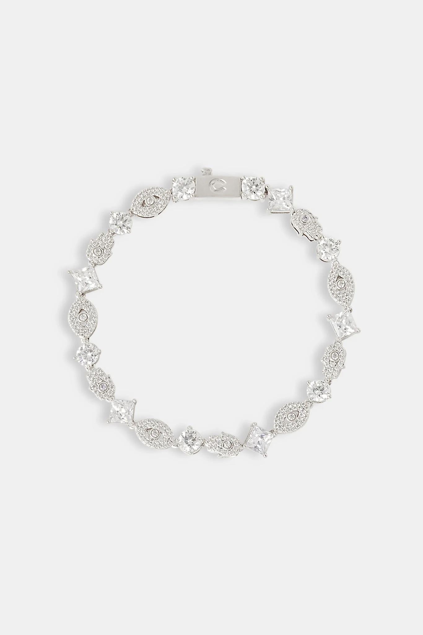Clear Gemstone Evil Eye & Hamsa Hand Bracelet - 5mm - Image 2