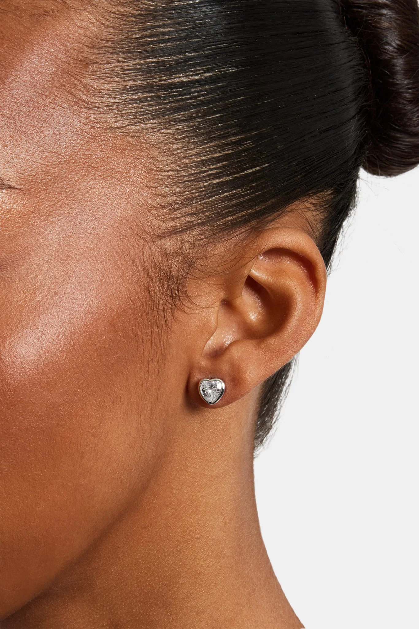 Clear Heart Gemstones Stud Earrings - 5mm - Image 2