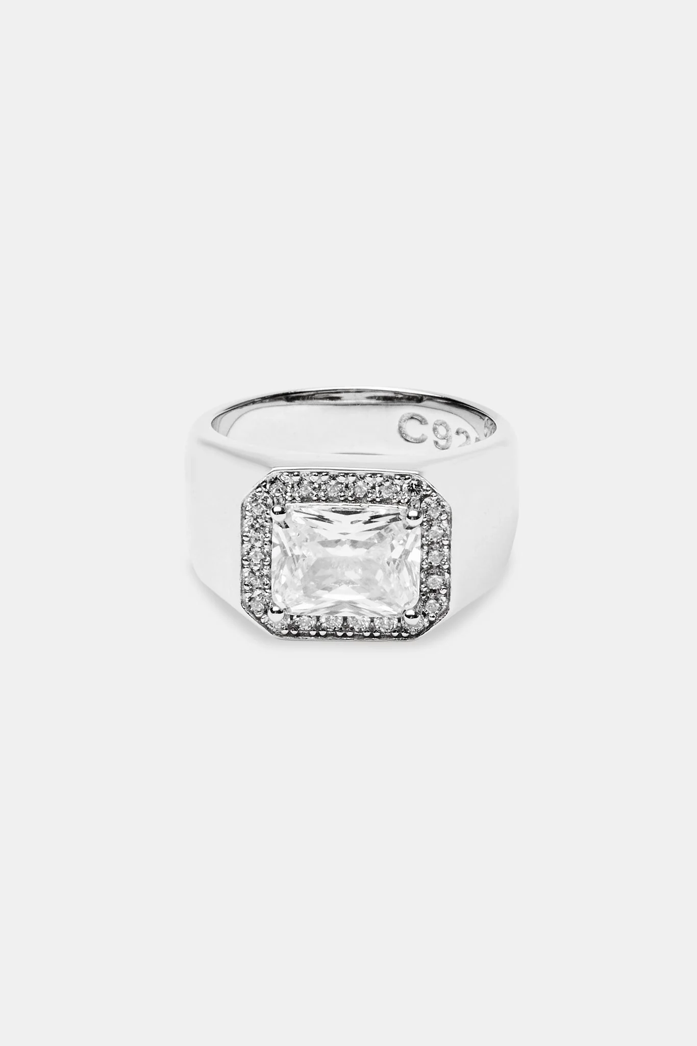 Clear Stone Polished Band Ring - 14mm