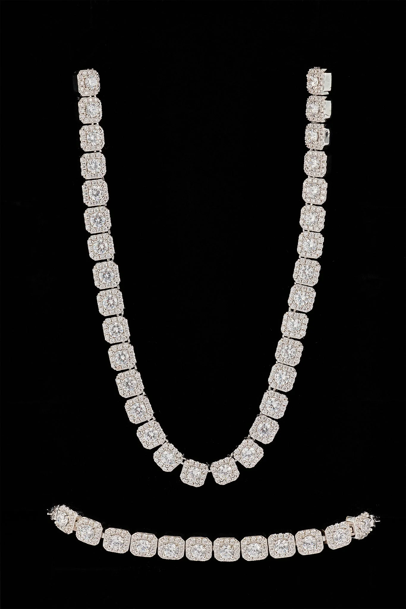 Clustered Tennis Chain & Bracelet - 7mm - Image 4