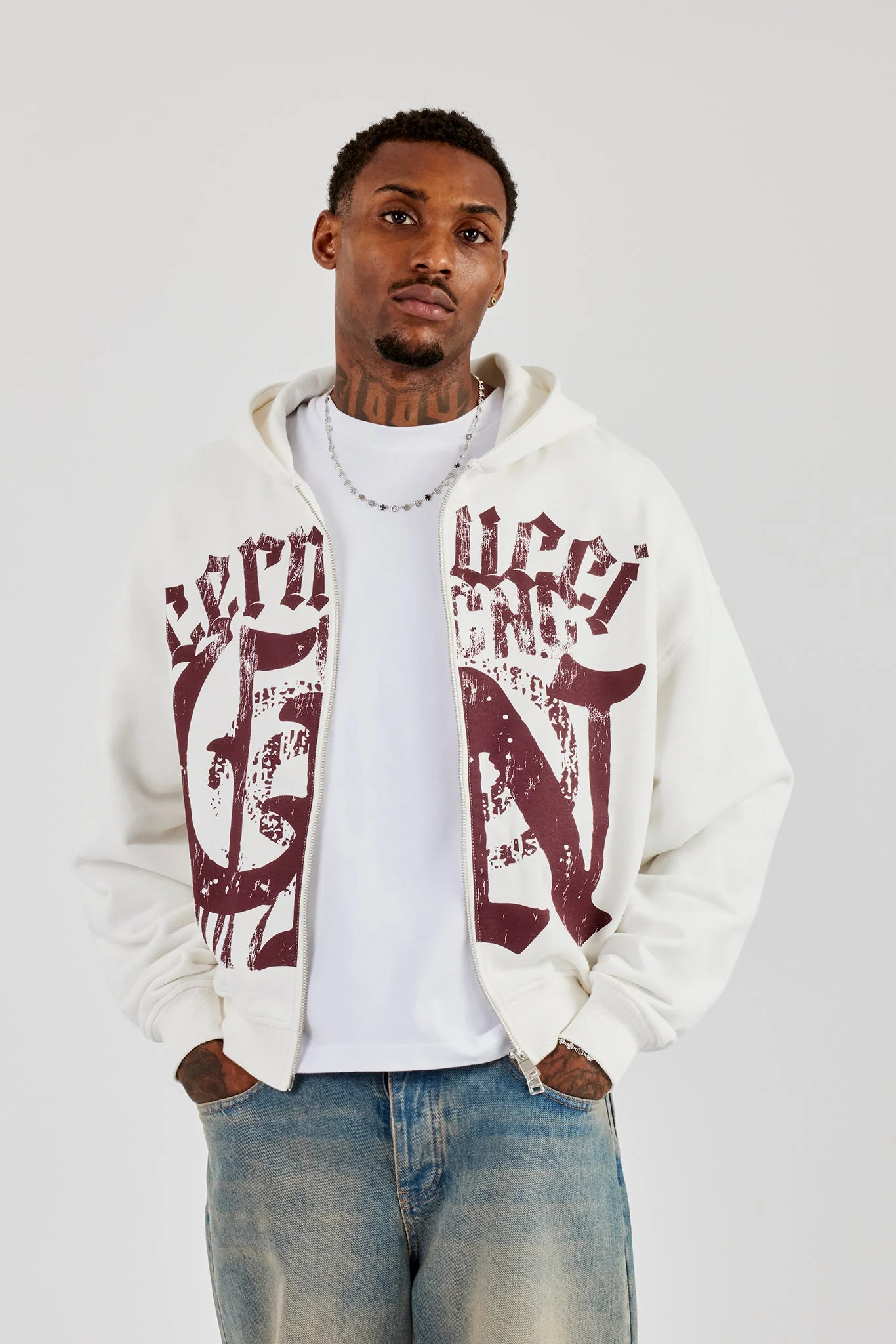 CN17 Boxy Zip Through Hoodie - Off White - Image 2