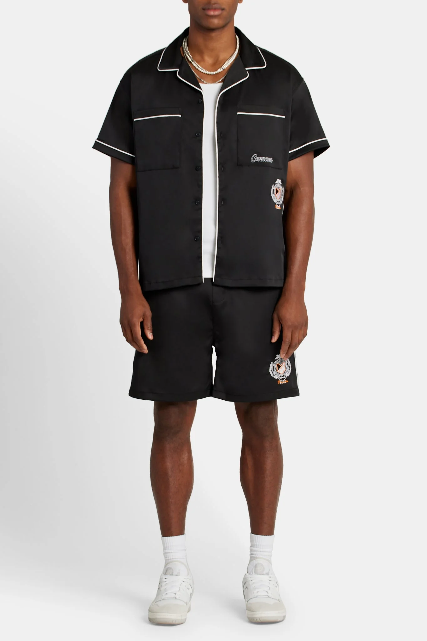 Contrast Crest Shorts - Black - Image 4