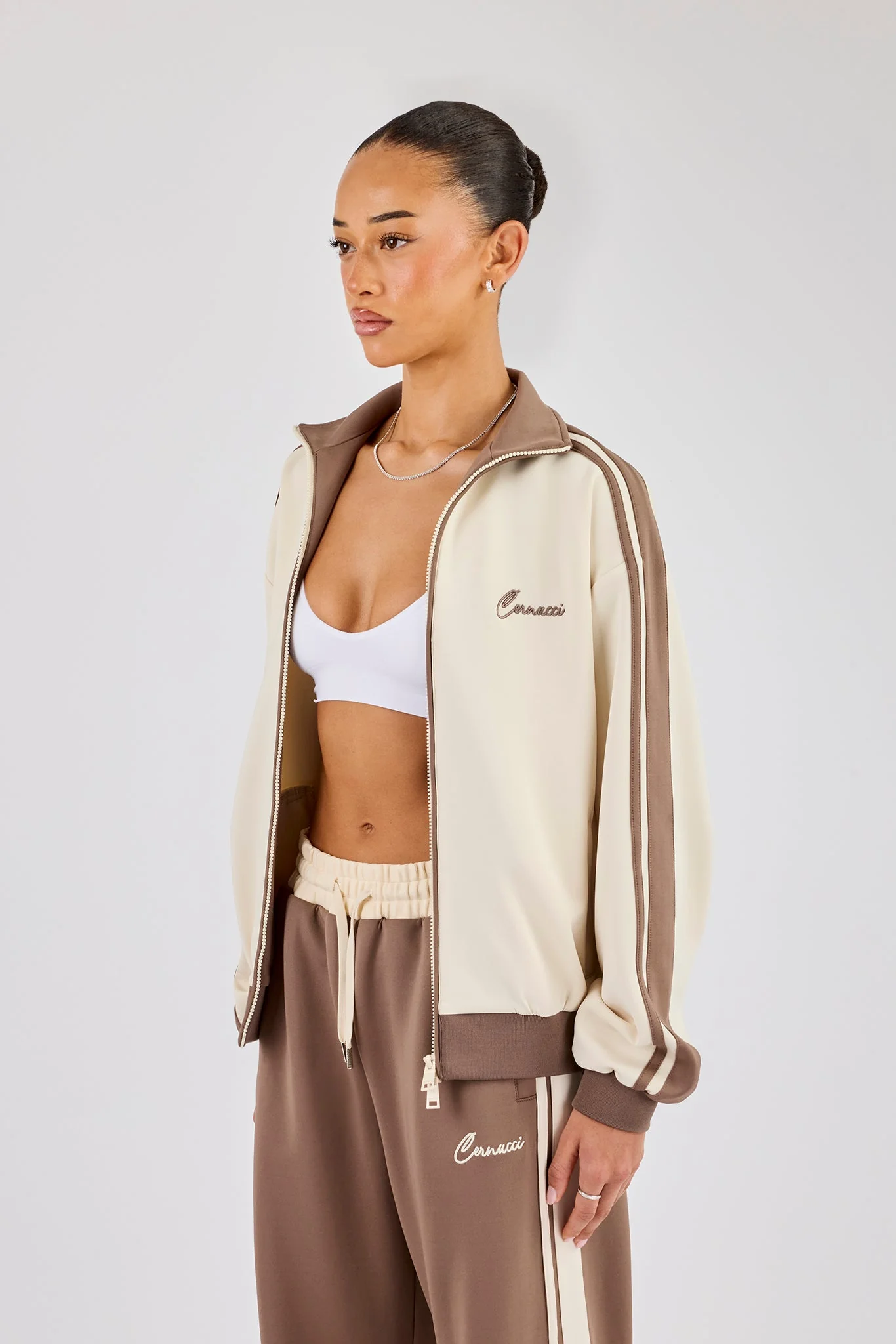 Contrast Detail Track Top - Off White - Image 2