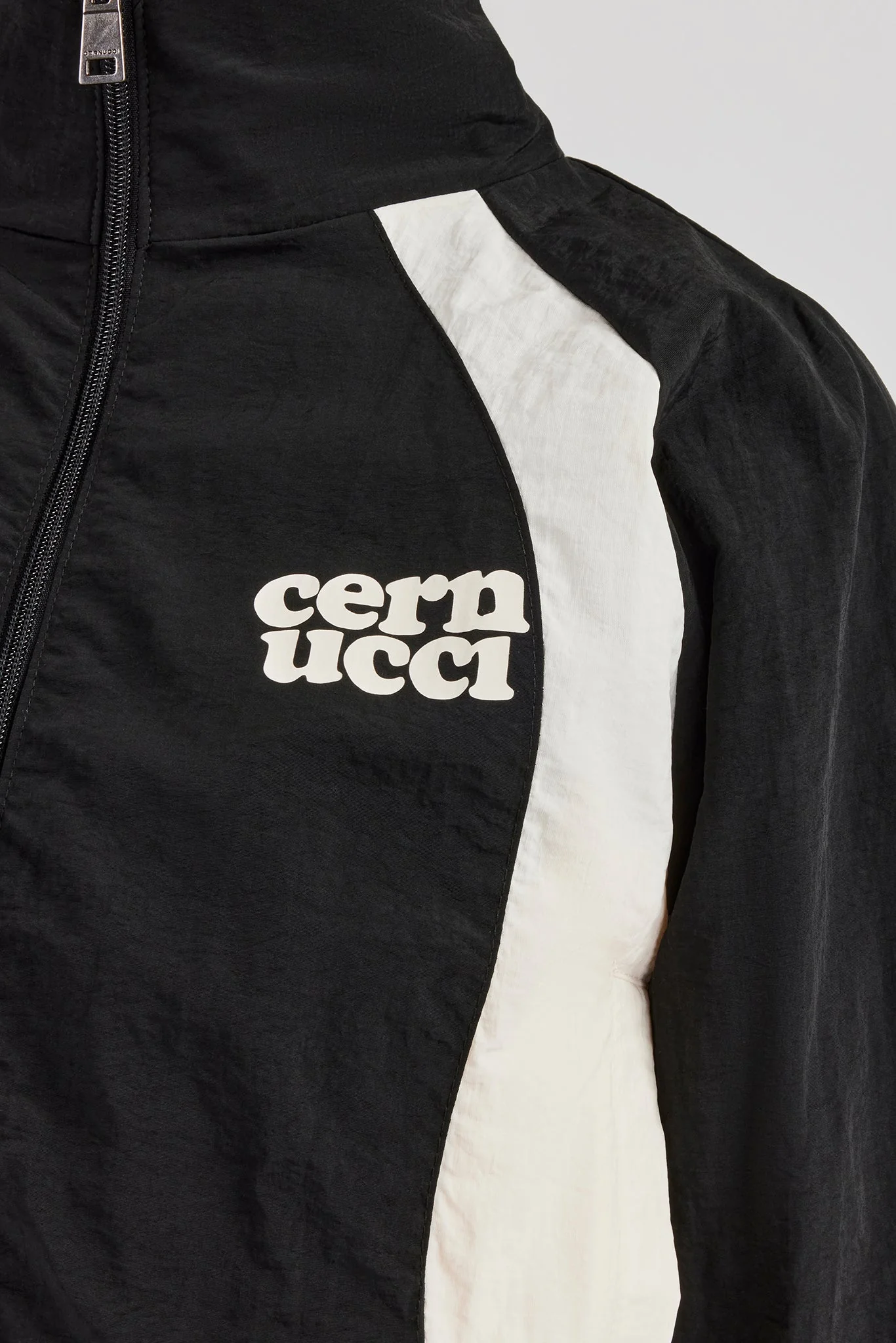 Contrast Panel Nylon Zip Through Jacket - Black - Image 3