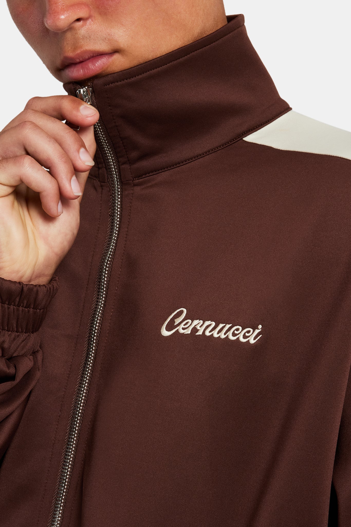 Contrast Panel Track Jacket - Chocolate - Image 2