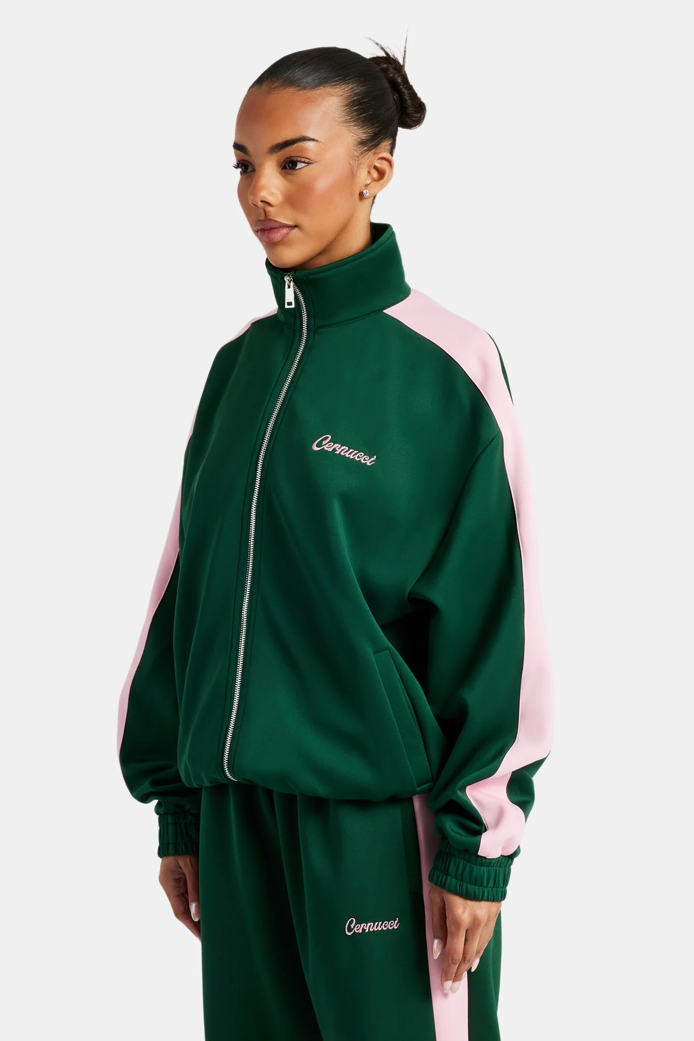 Contrast Panel Track Jacket - Green - Image 2