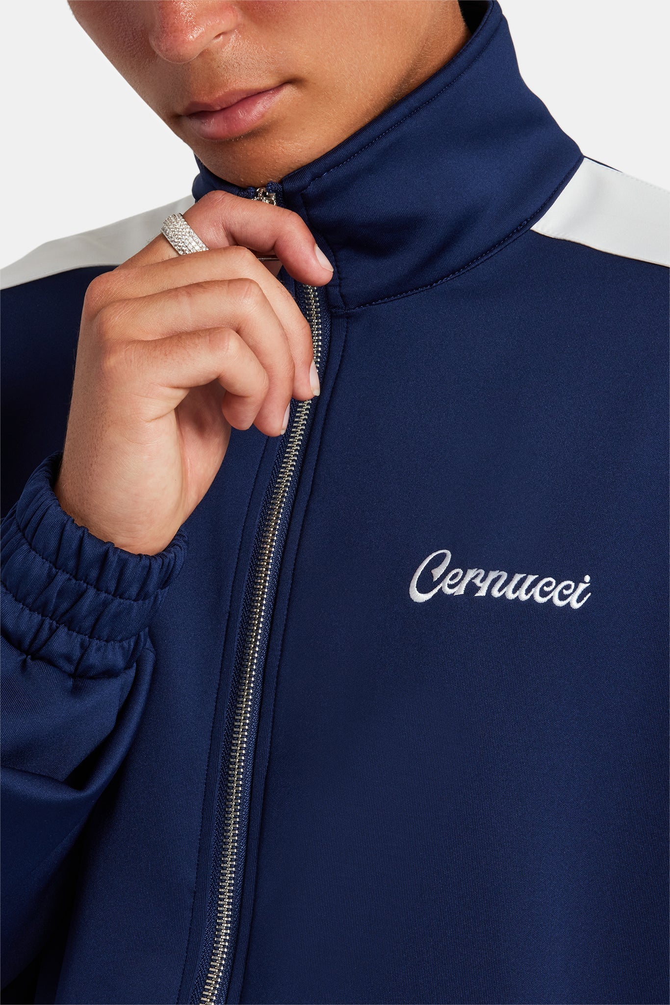 Contrast Panel Track Jacket - Navy - Image 2