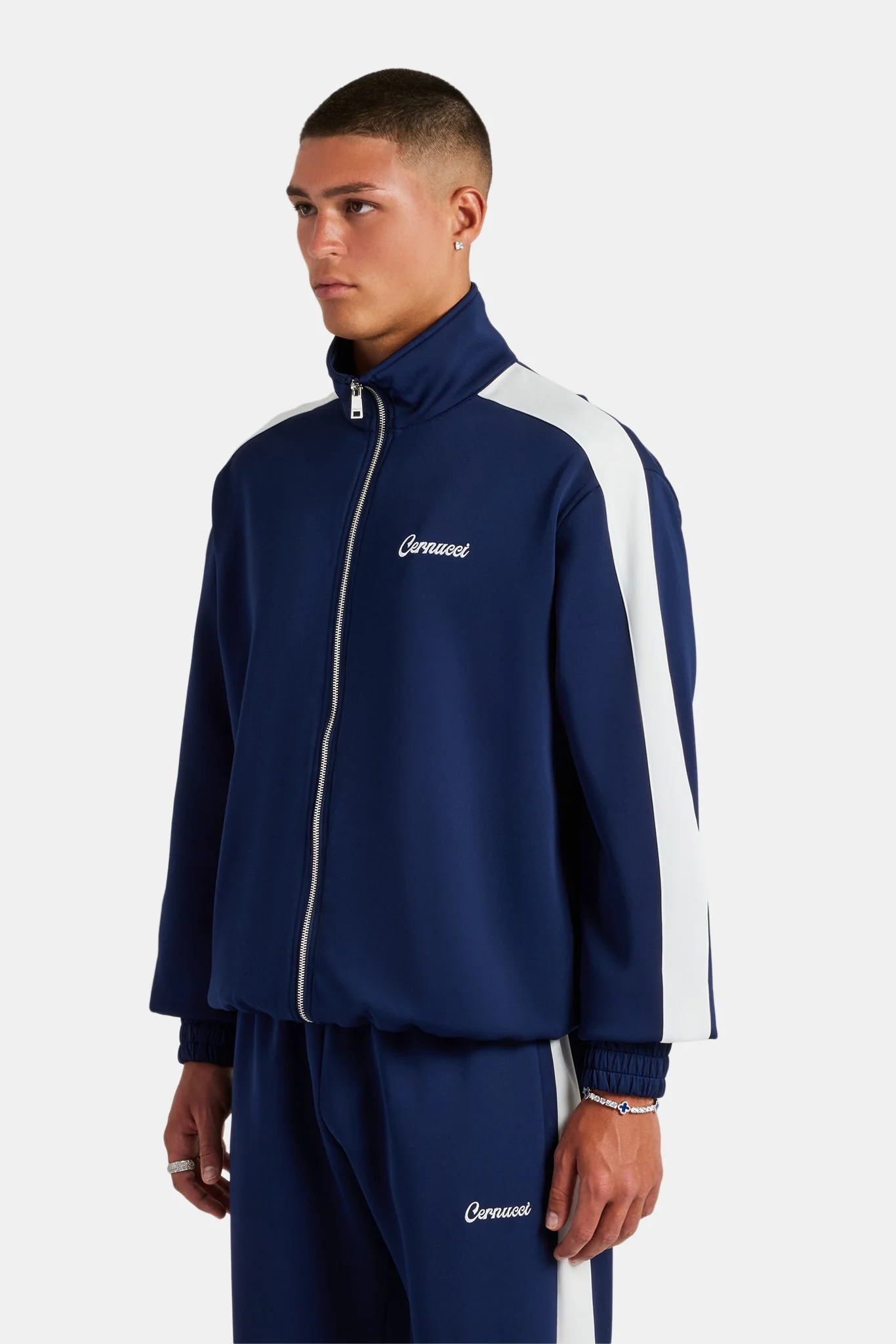 Contrast Panel Track Jacket - Navy - Image 3