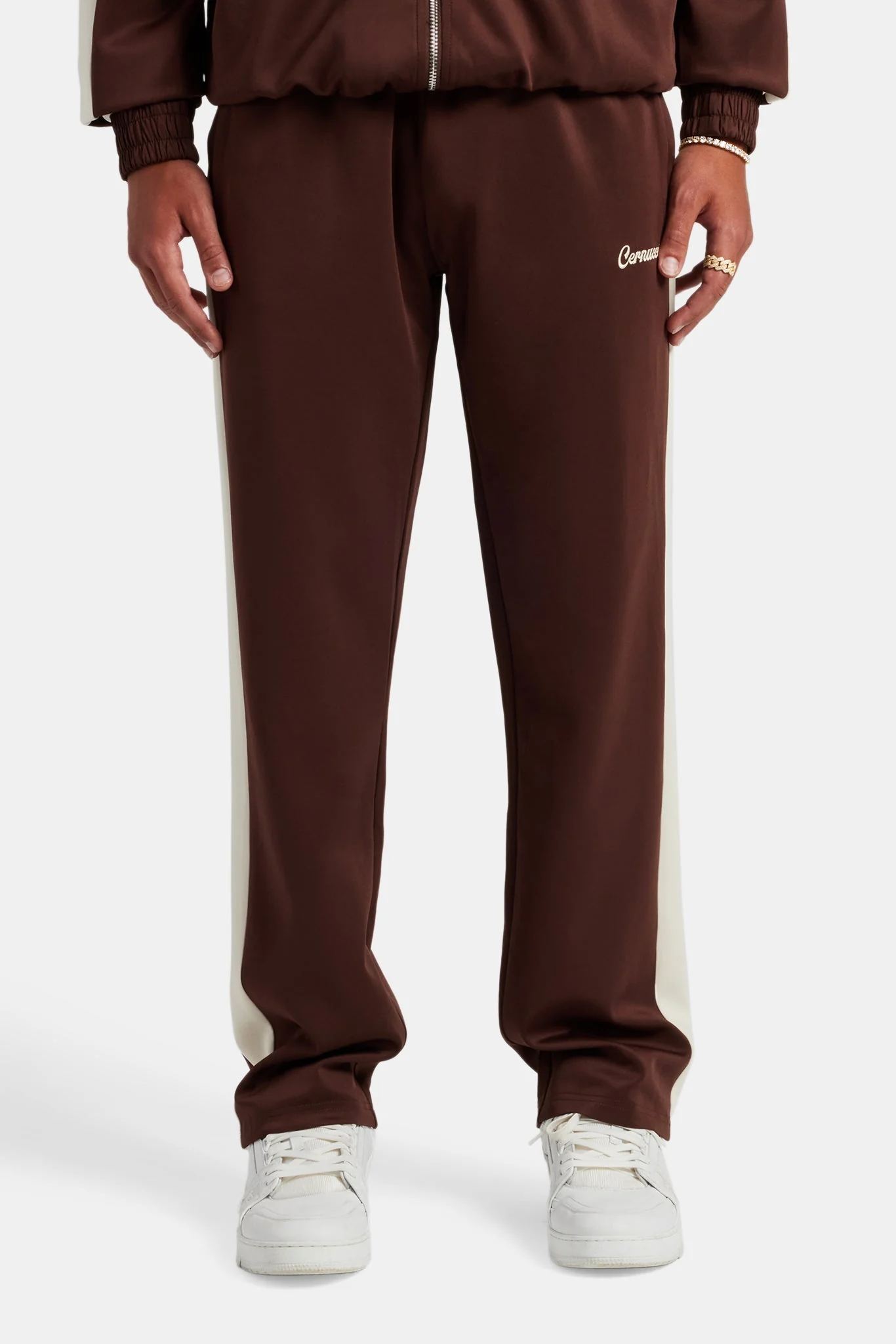 Contrast Panel Track Pant - Chocolate - Image 2