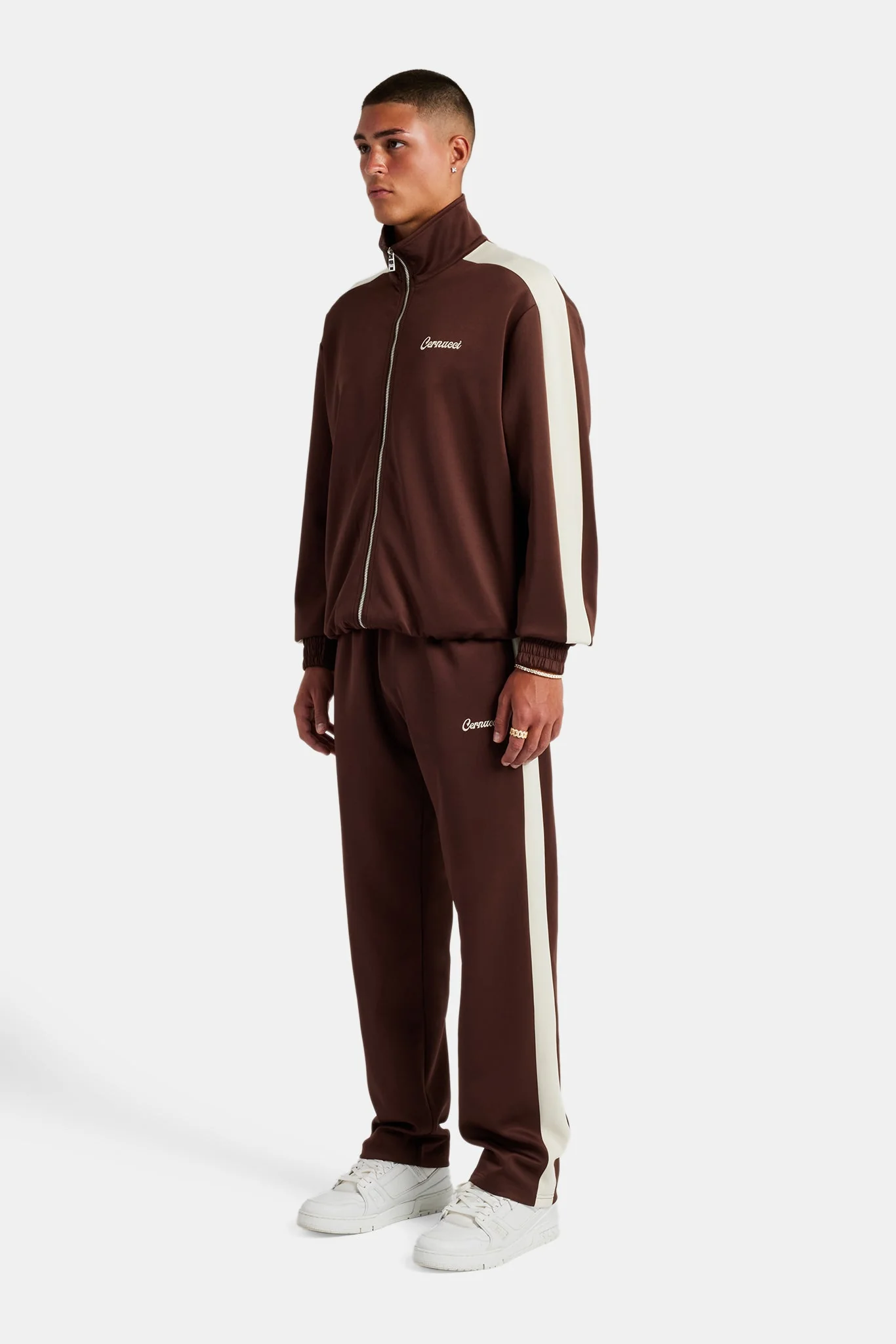 Contrast Panel Track Pant - Chocolate - Image 4