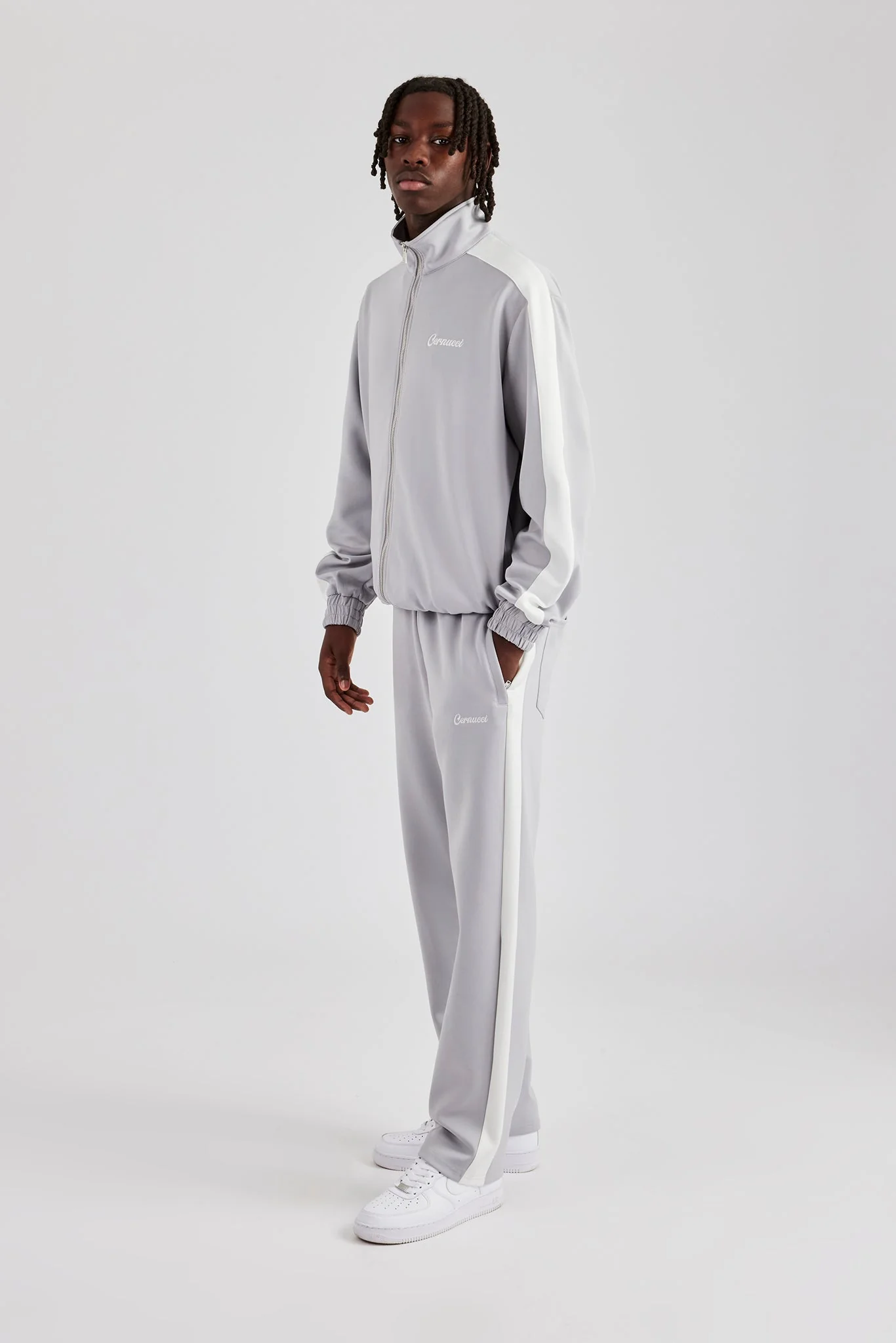 Contrast Panel Tracksuit - Grey - Image 3