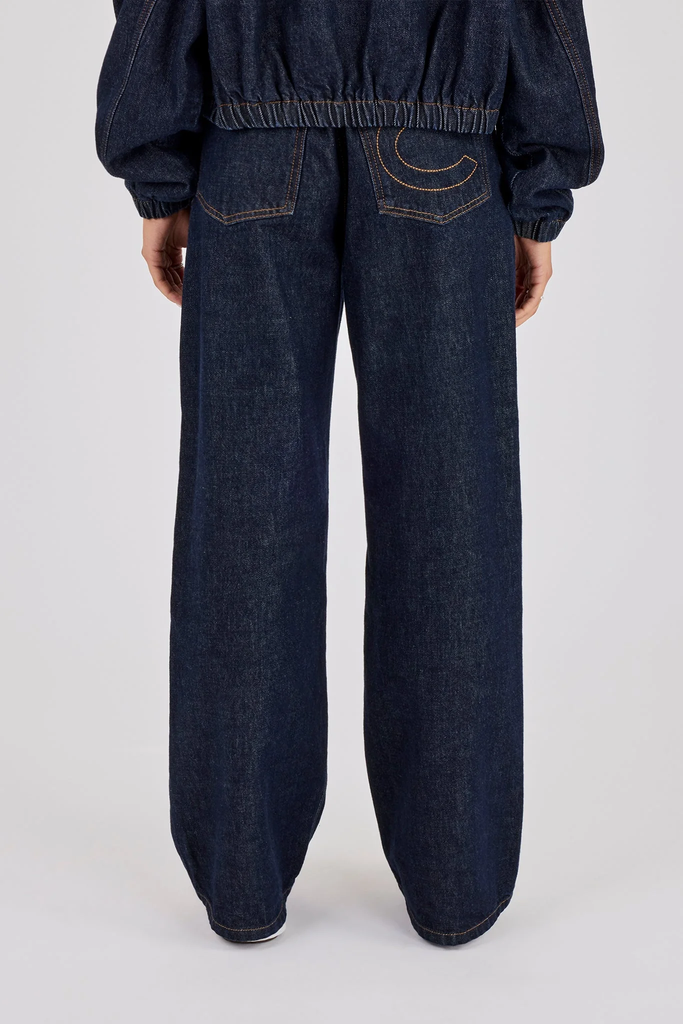 Contrast Stitch Waistband Detail Jean - Indigo - Image 4