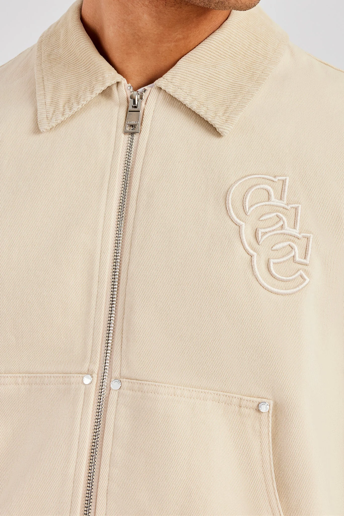 Cord Collar Carpenter Twill Harrington - Stone - Image 2