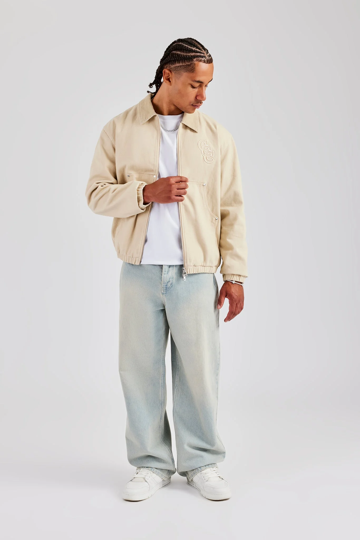 Cord Collar Carpenter Twill Harrington - Stone - Image 3