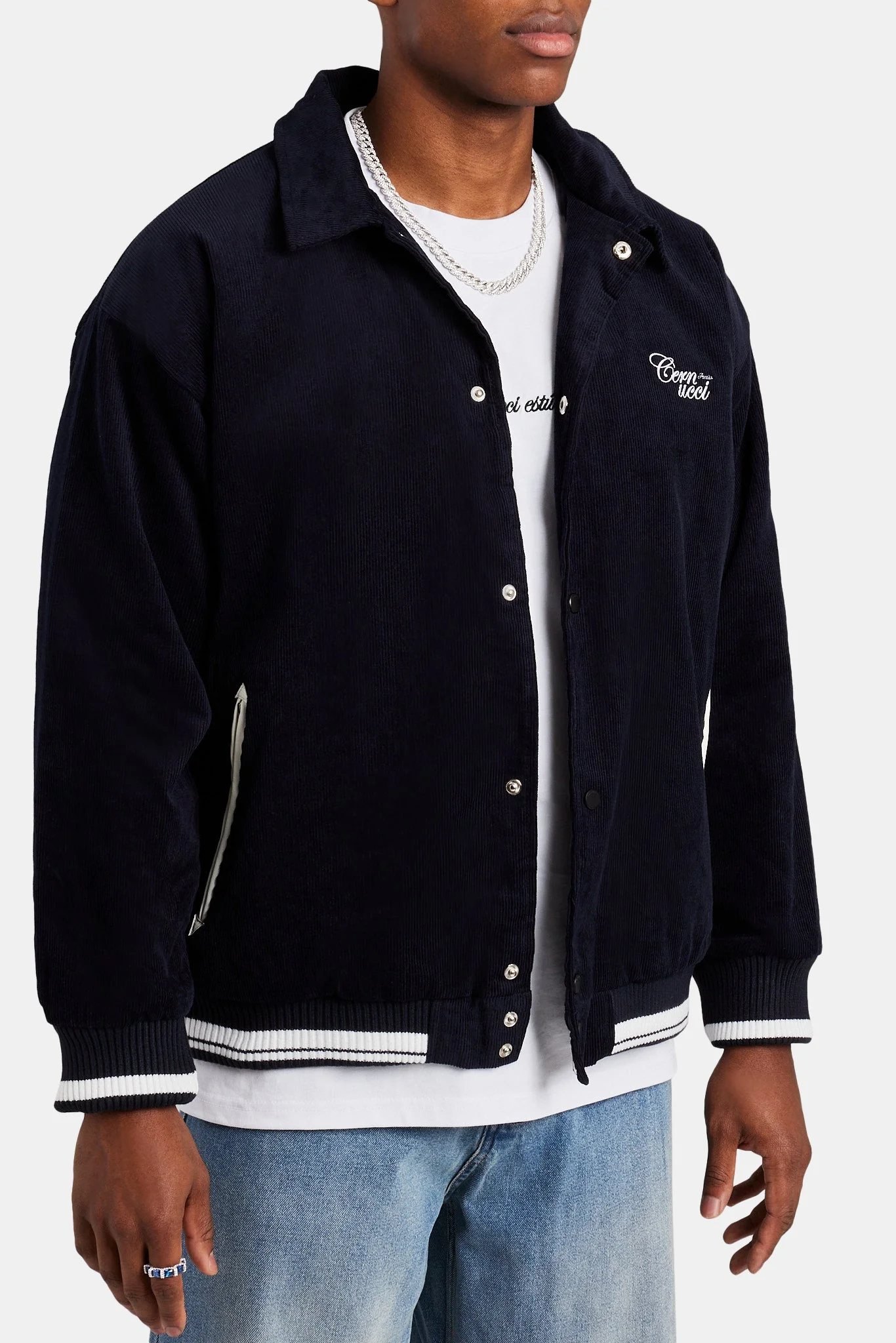 Corduroy Harrington With Sports Rib - Navy - Image 3