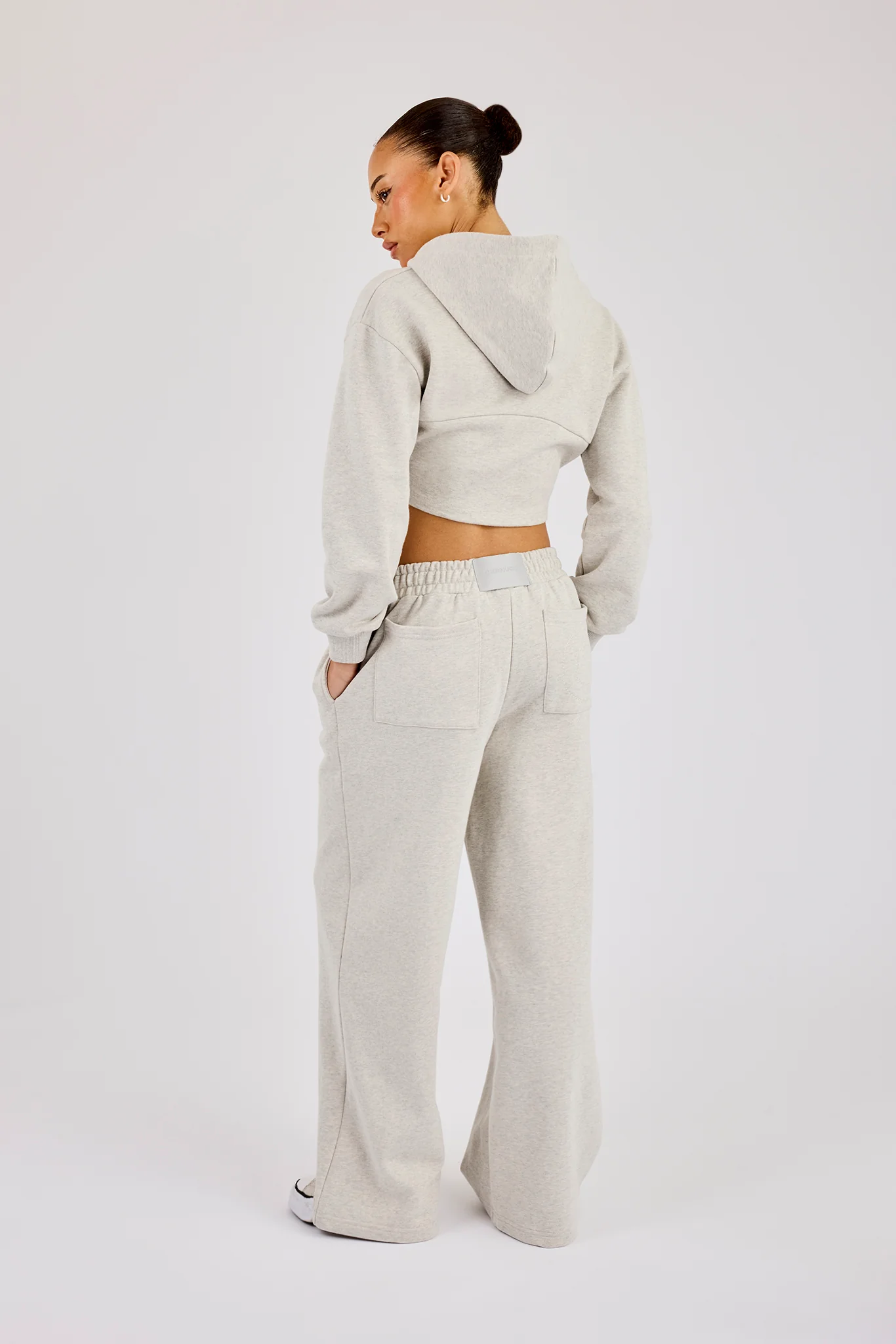 Corset Zip Through Hoodie & Super Baggy Wide Leg Jogger - Ash Grey - Image 3