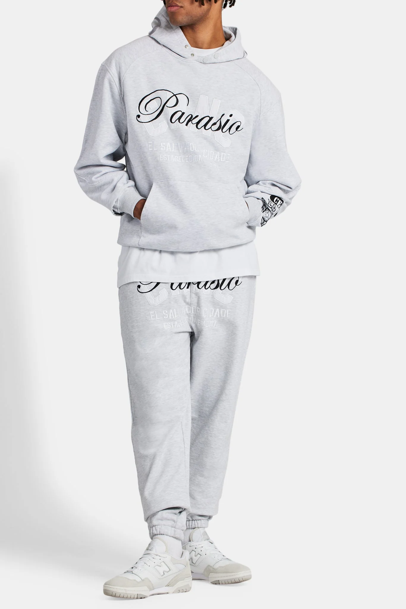 Crnc Salvador Applique Varsity Jogger - Grey Marl - Image 3
