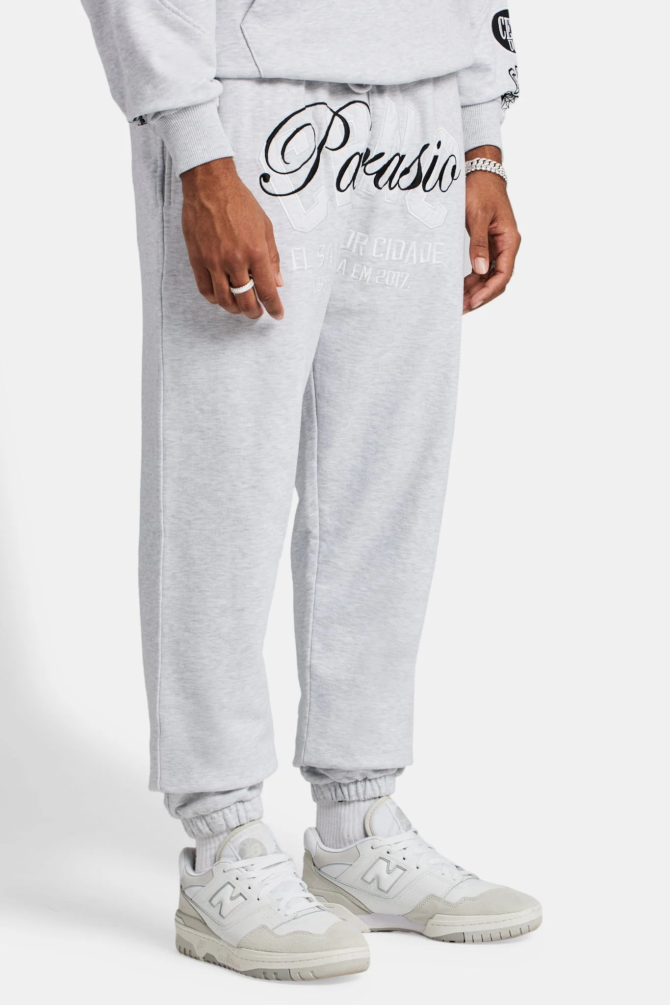 Crnc Salvador Applique Varsity Jogger - Grey Marl - Image 4