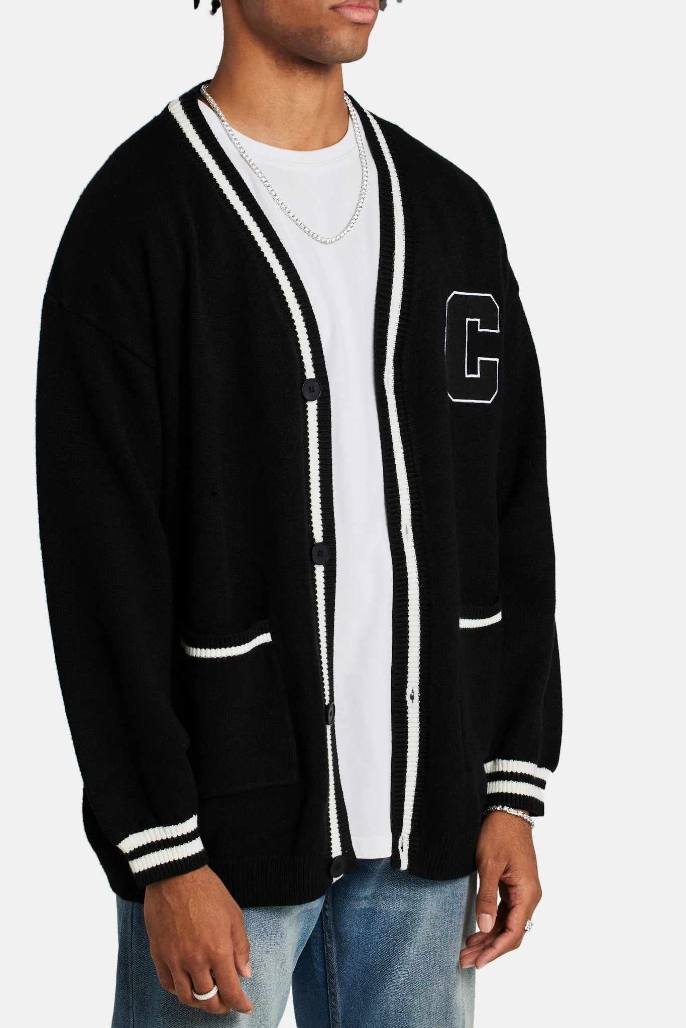 Crnc Varsity Cable knit Cardigan - Black - Image 2