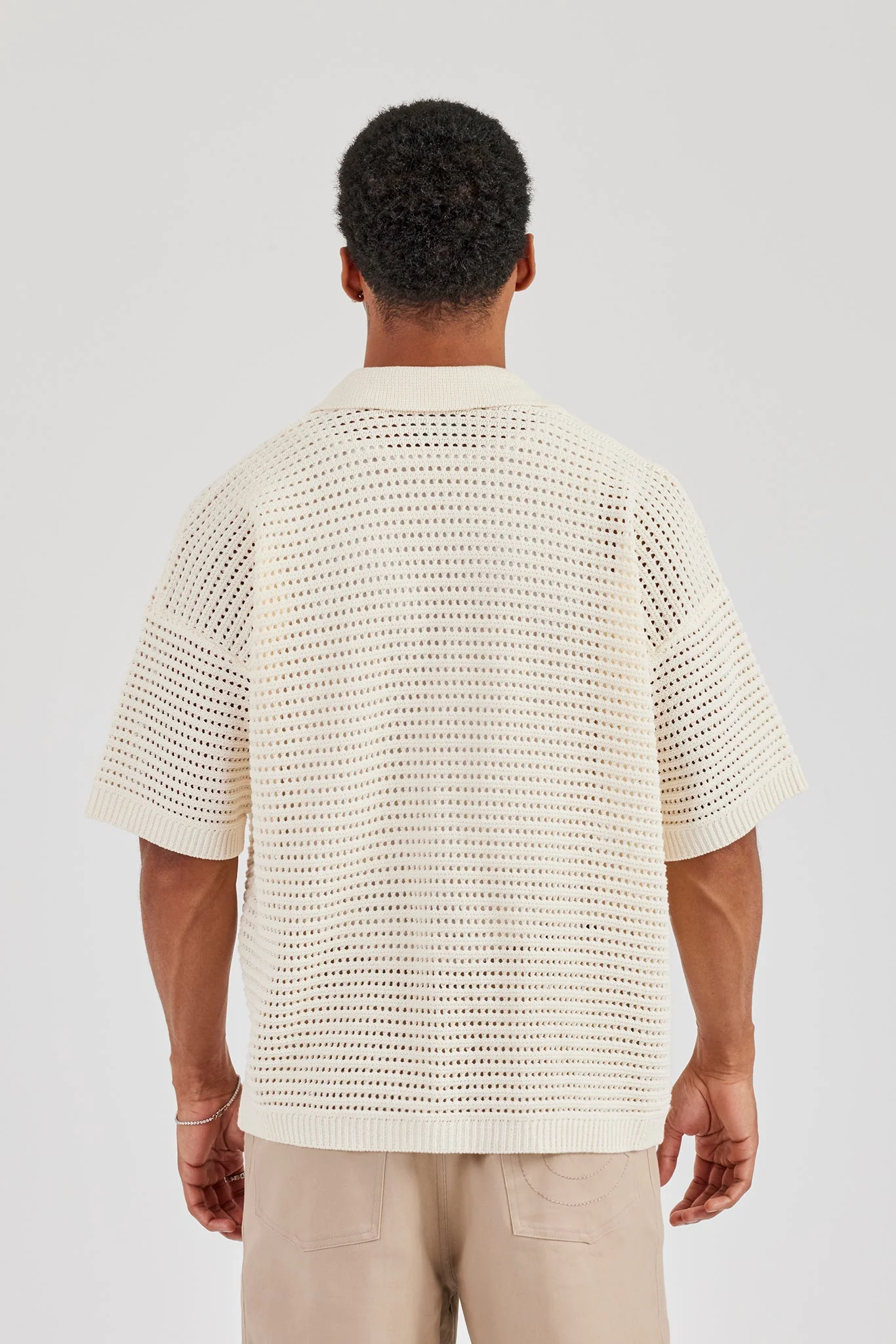 Crochet Knit Shirt - Off White - Image 4