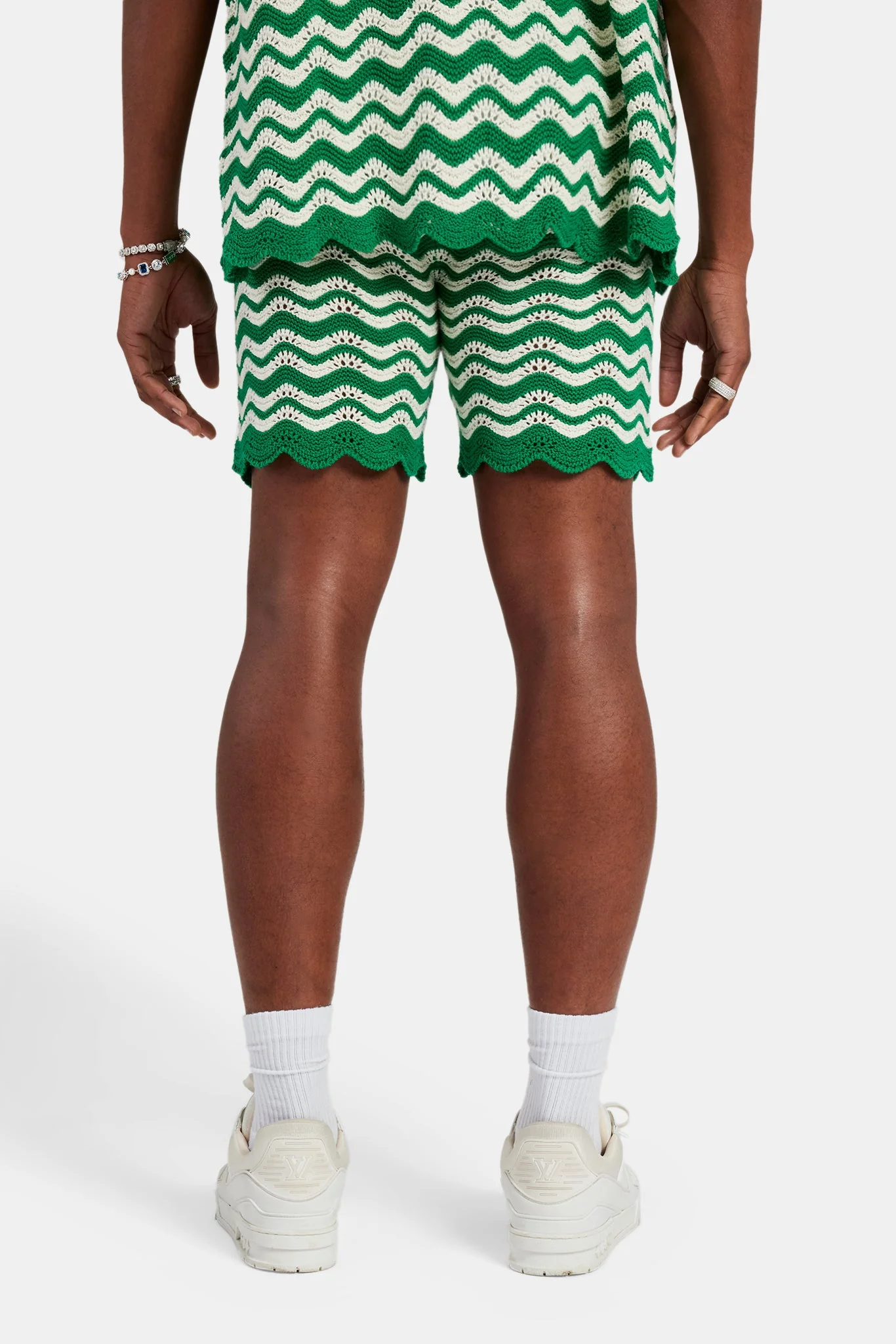 Crochet Knitted Embroidered Short - Green - Image 2