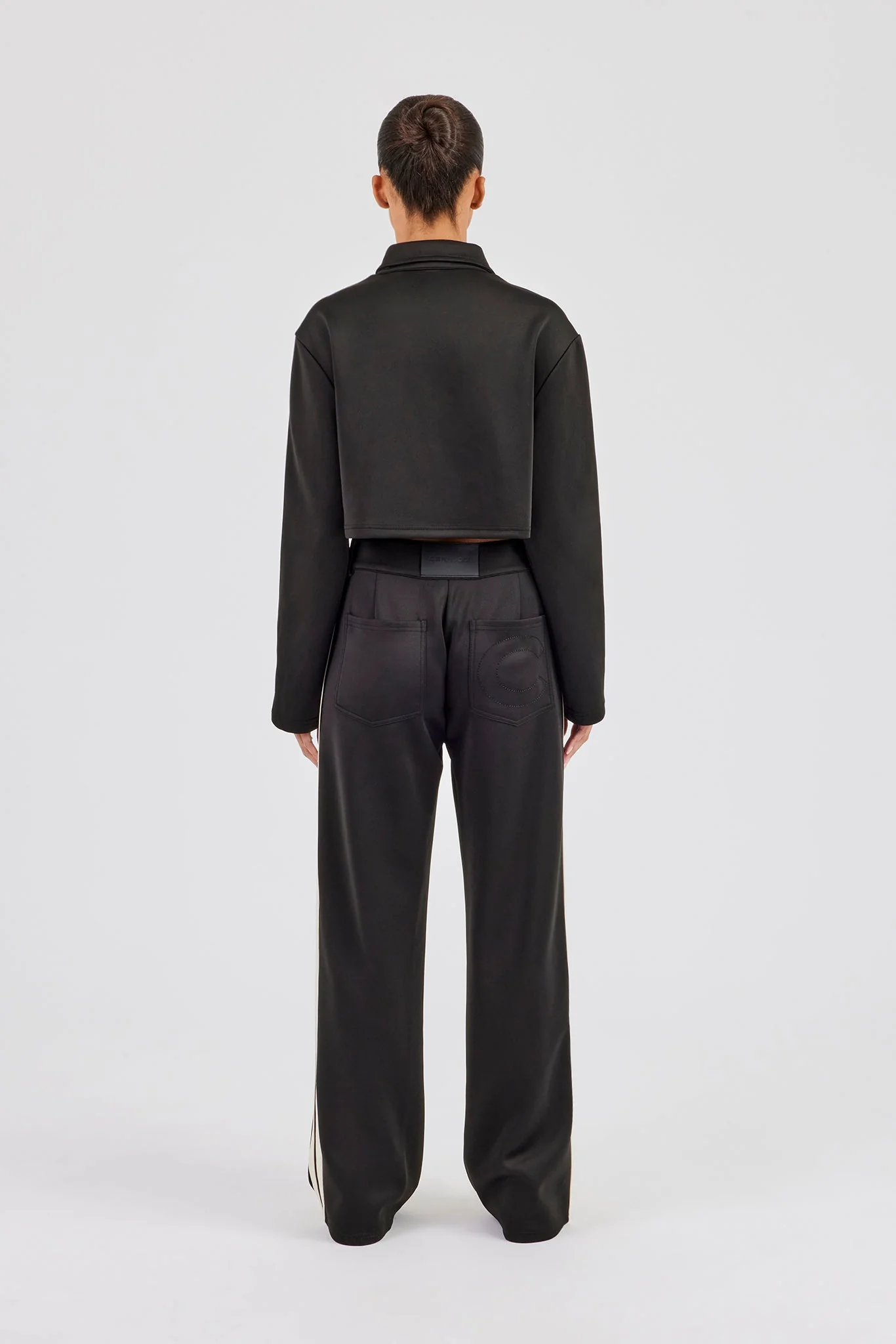 Cropped Harrington Taping Jacket & Tailored Trouser - Black - Image 3