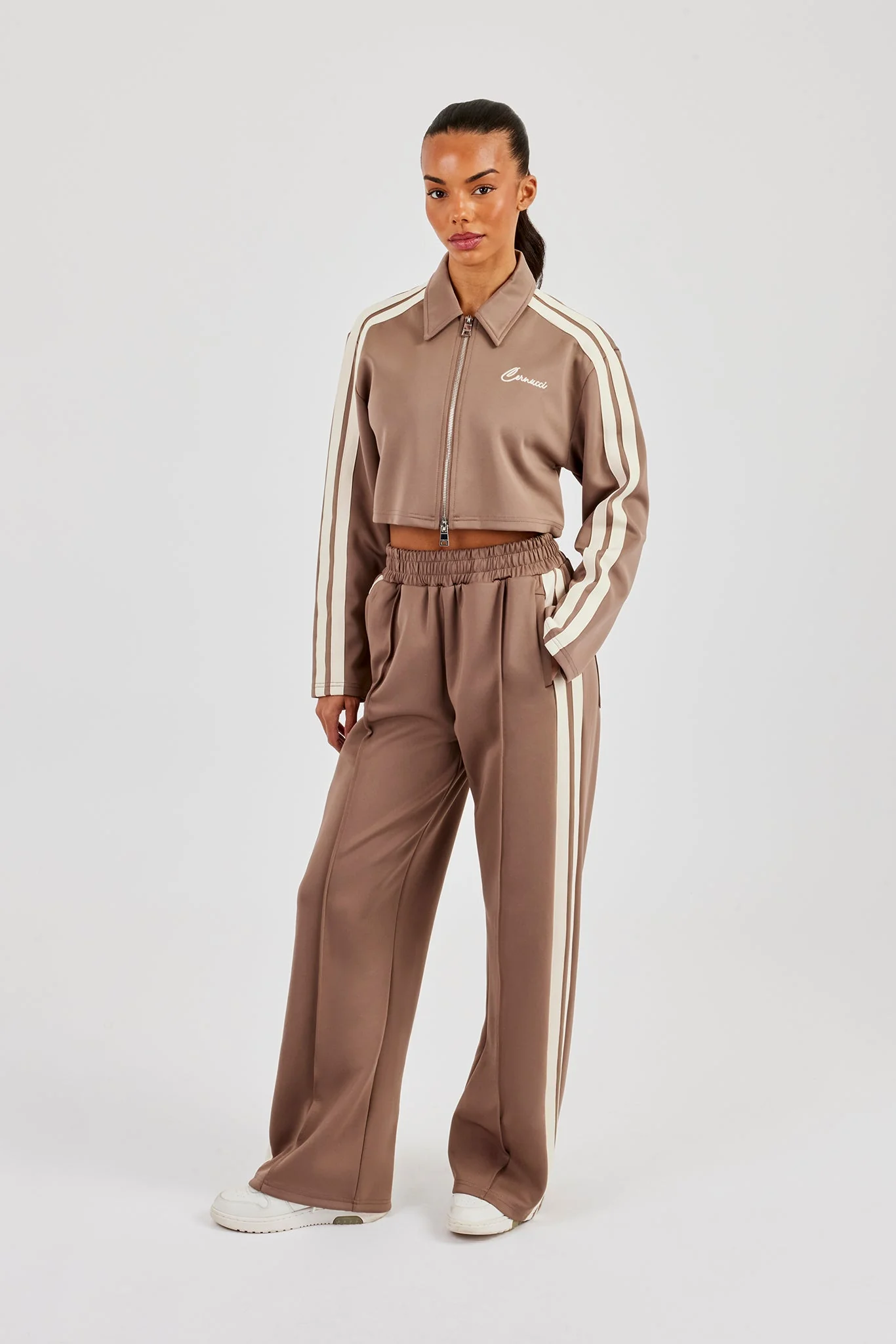 Cropped Harrington Taping Tracksuit - Taupe - Image 3