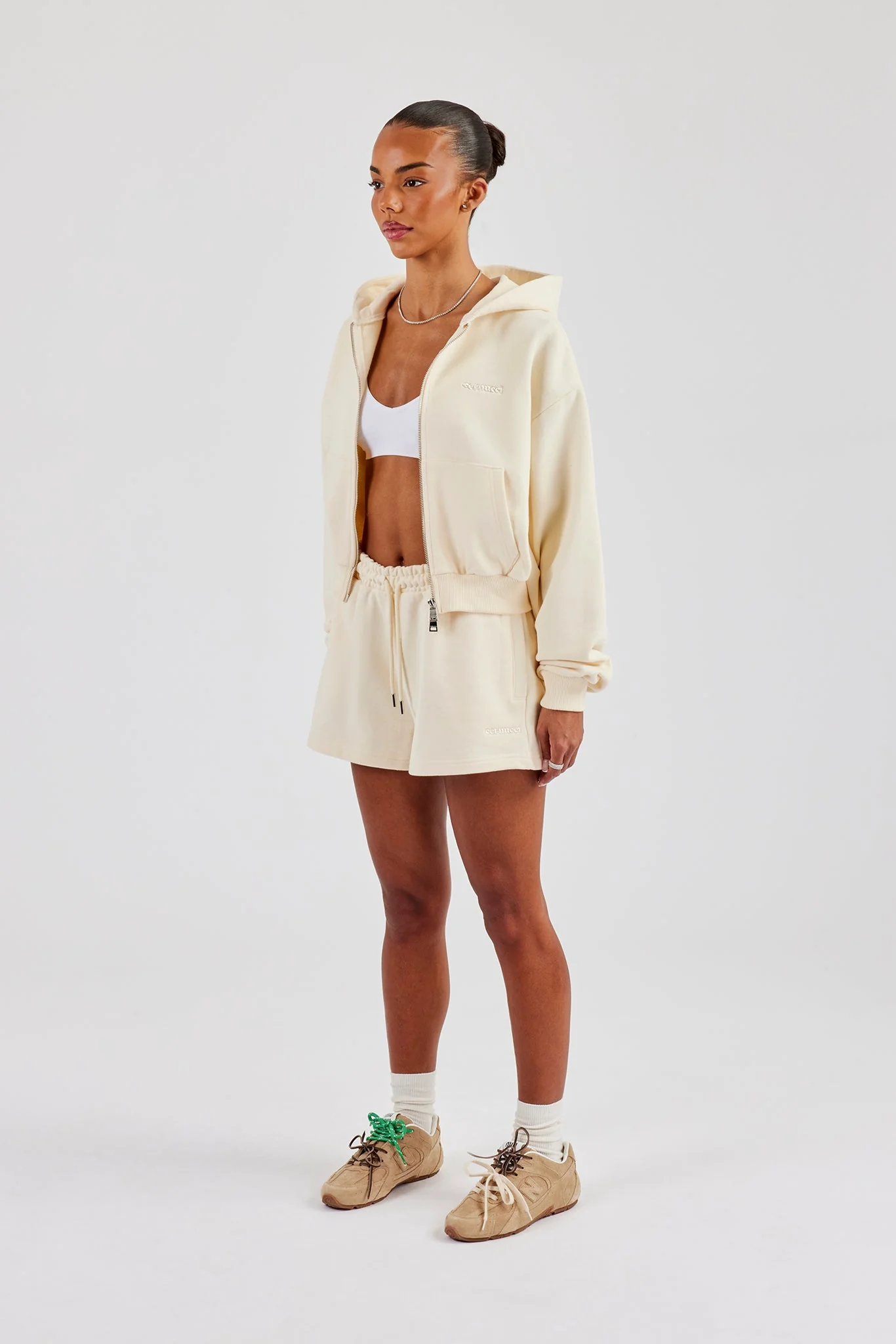 Cropped Zip Through Hoodie - Butter Yellow - Image 3