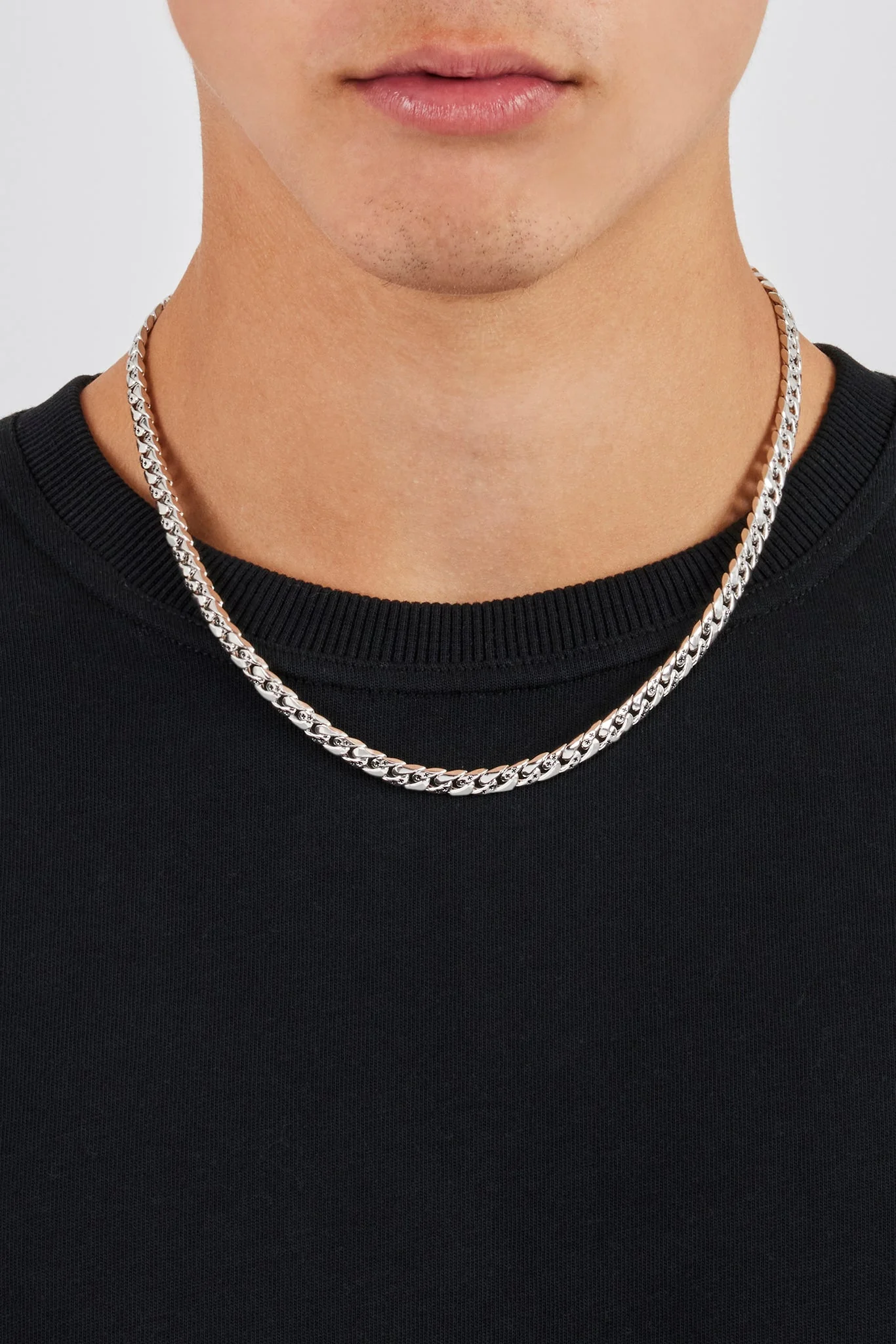 Cross Engraved Flat Cuban Chain - 6mm