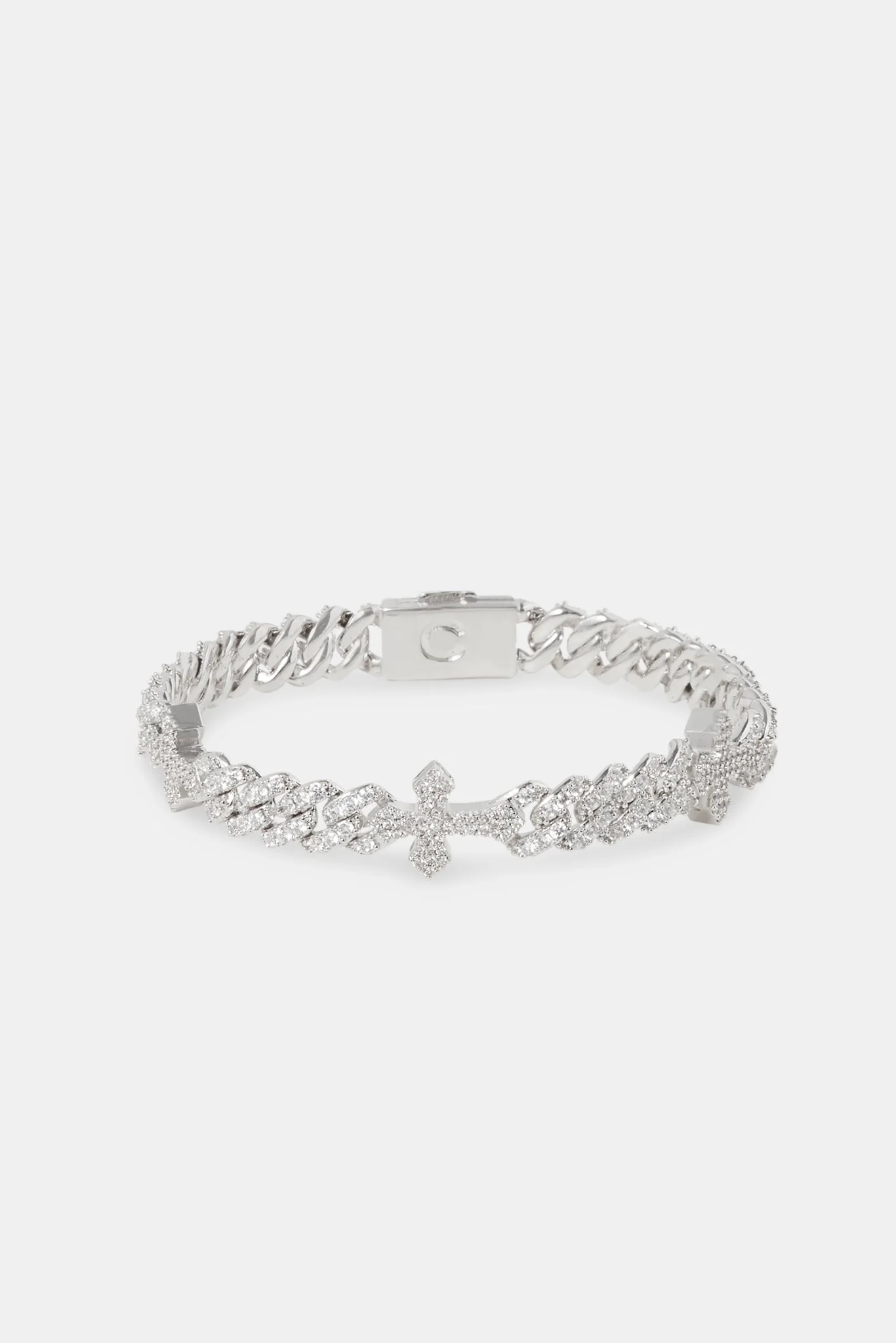 Cross Iced Cuban Bracelet - 8mm - Image 2