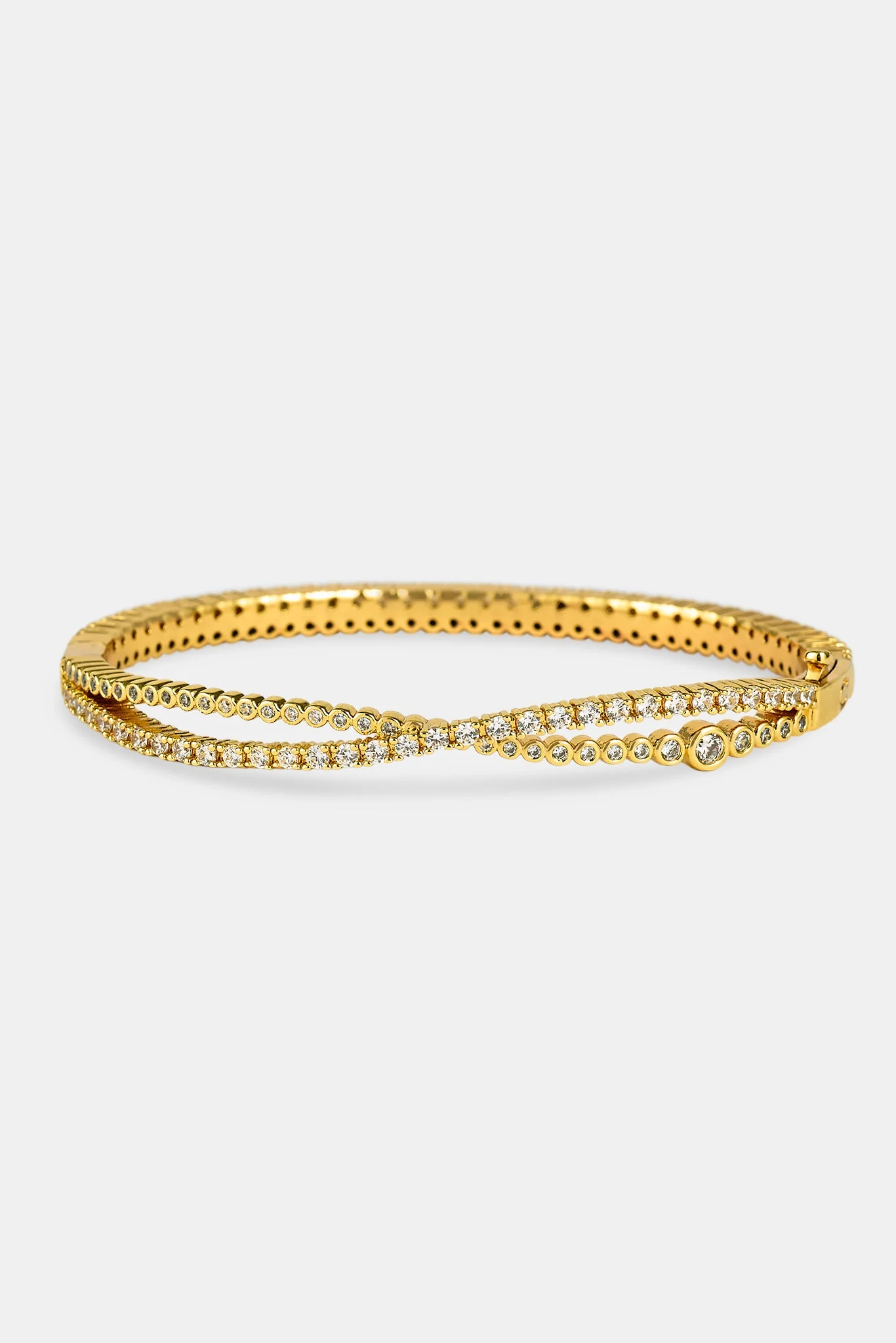 Crossover Mixed Shape Bangle - 2mm - Gold - Image 2