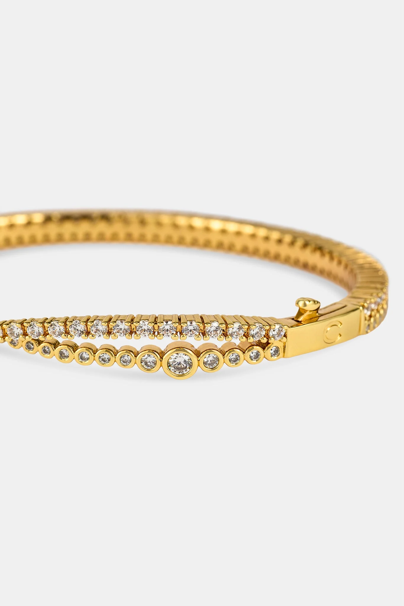 Crossover Mixed Shape Bangle - 2mm - Gold - Image 4