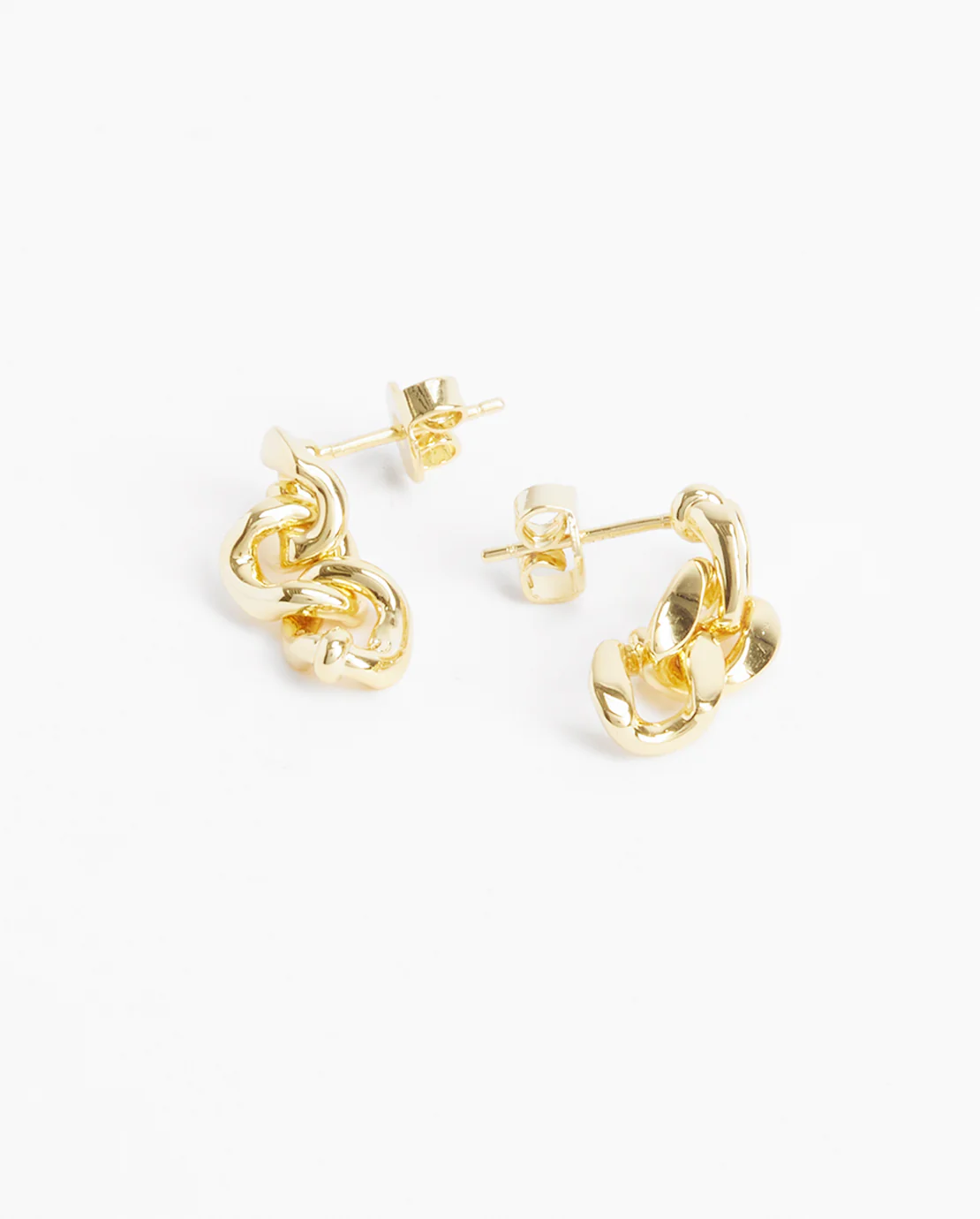Curb Chain Drop Earrings - Gold - Image 3