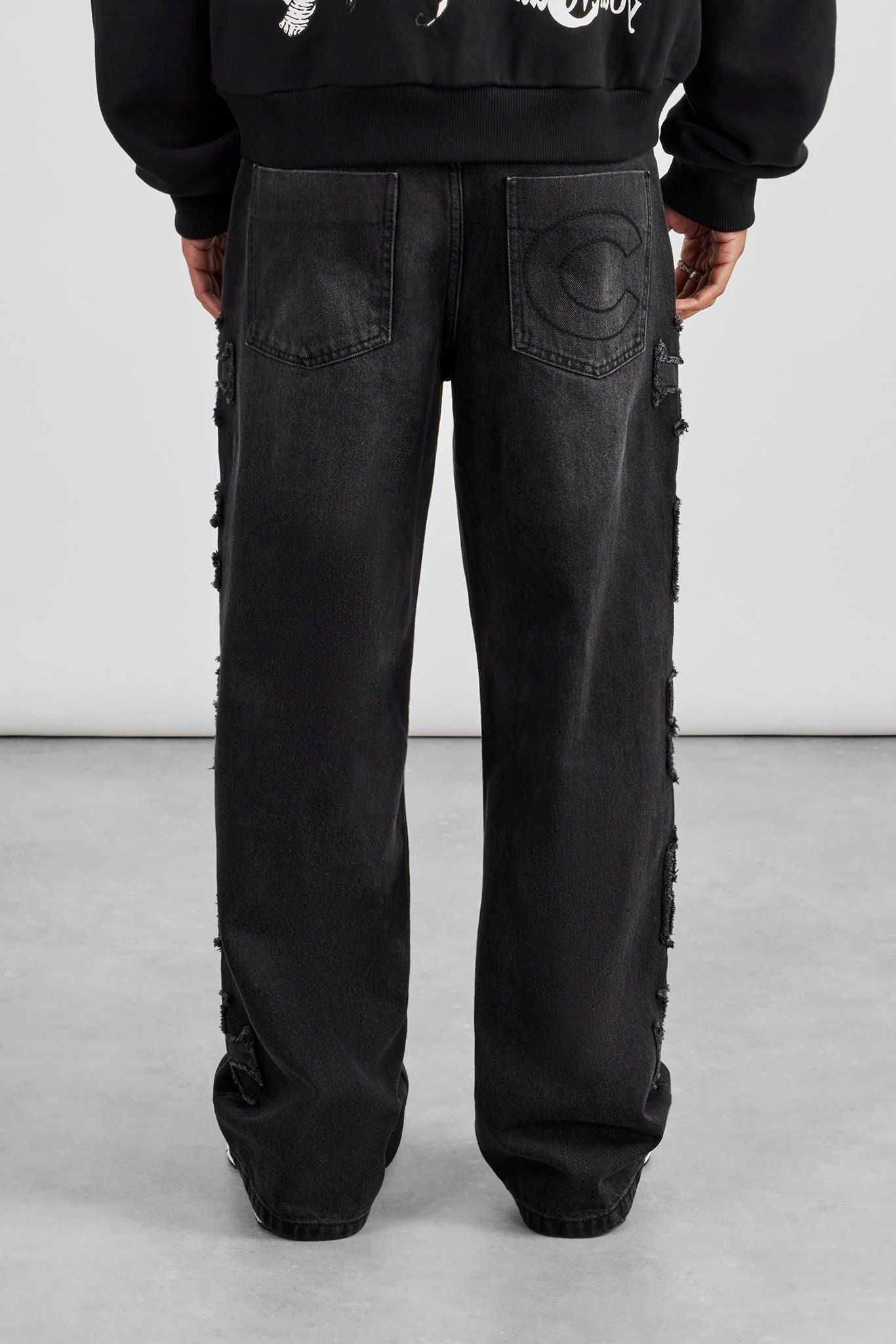 Denim Applique C86 Baggy Jean - Washed Black - Image 3