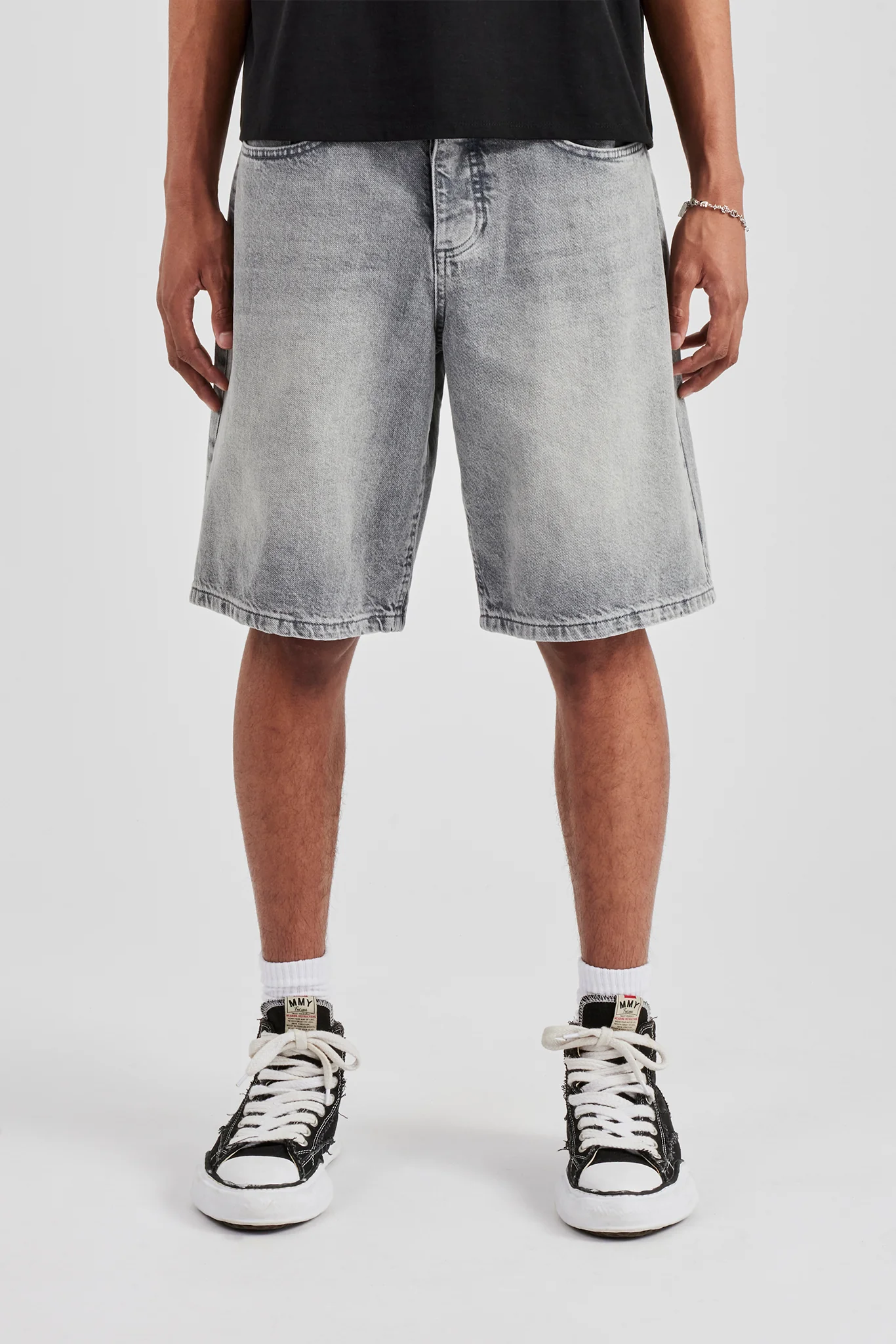 Denim Bermuda Jorts - Washed Grey - Image 2