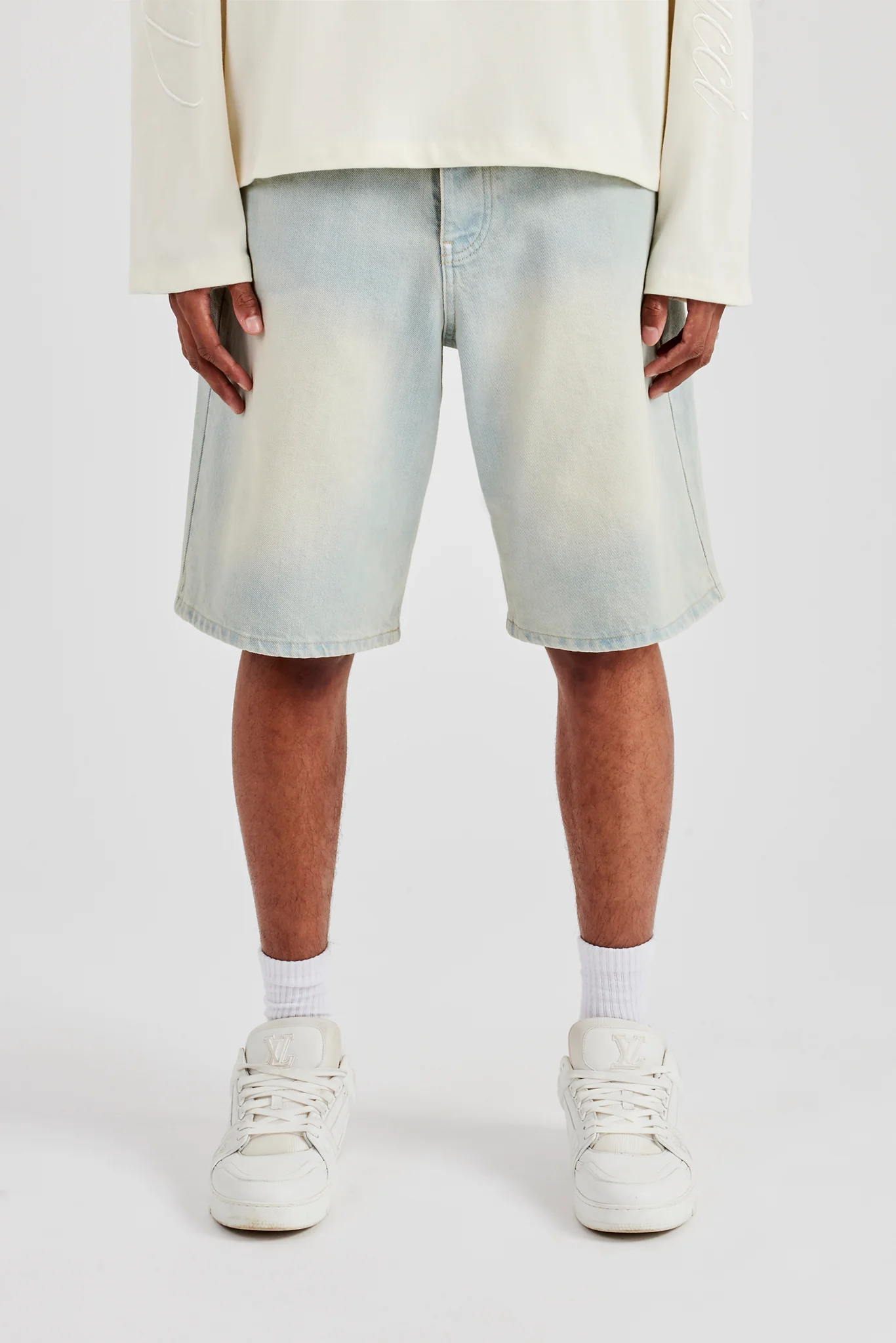 Denim Bermuda Jorts - Bleach Wash - Image 2